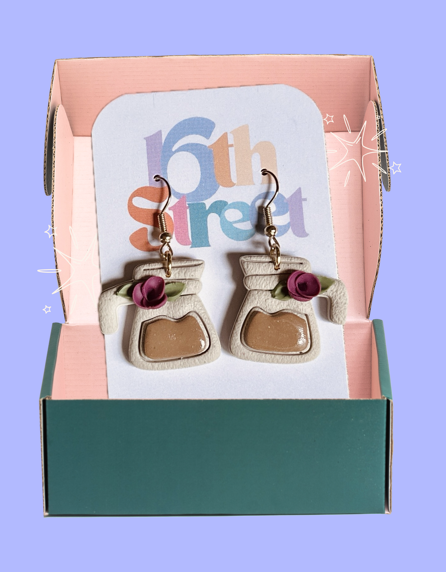 Coffee Pot Dangles | Handmade Polymer Clay Earrings
