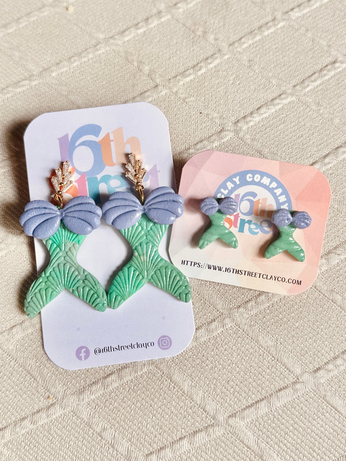Mermaid Dangles/Studs | Handmade Polymer Clay Earrings