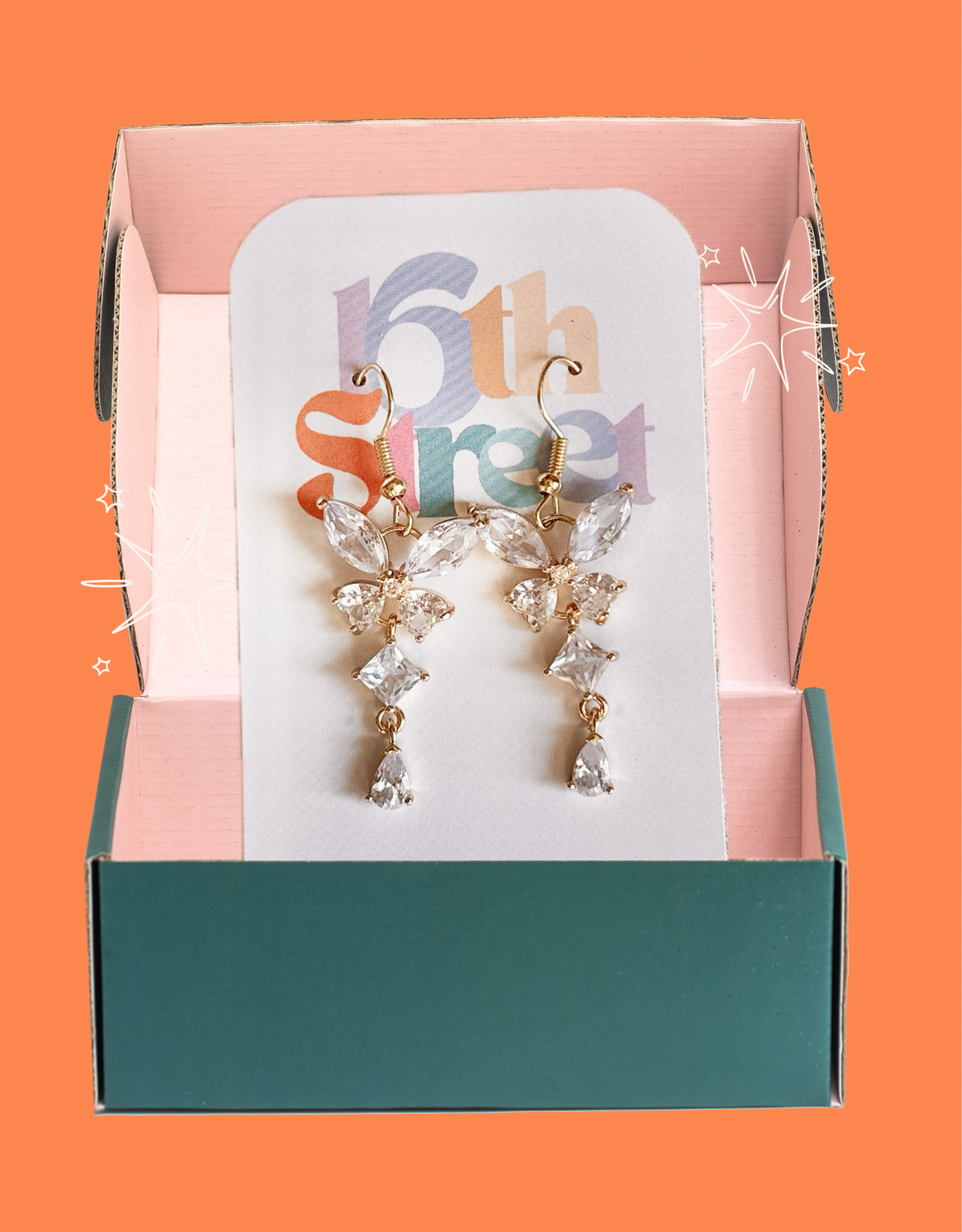 Crystal Clear Butterfly Earrings - Metal Earrings