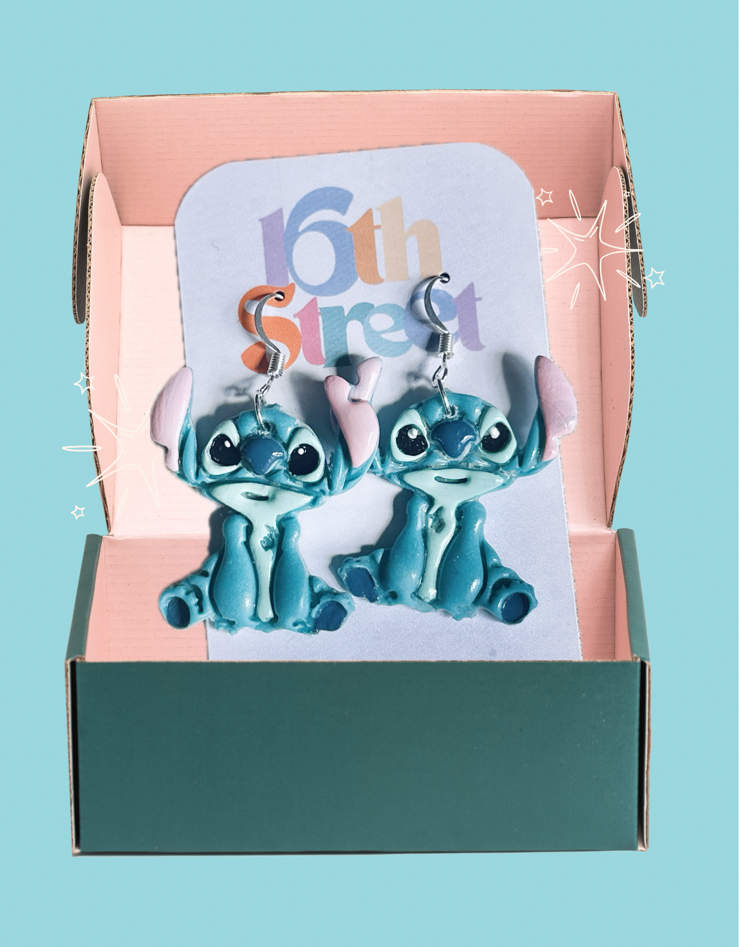 Blue Hawaii Monster (Full) - READY TO SHIP | Handmade Polymer Clay Earrings