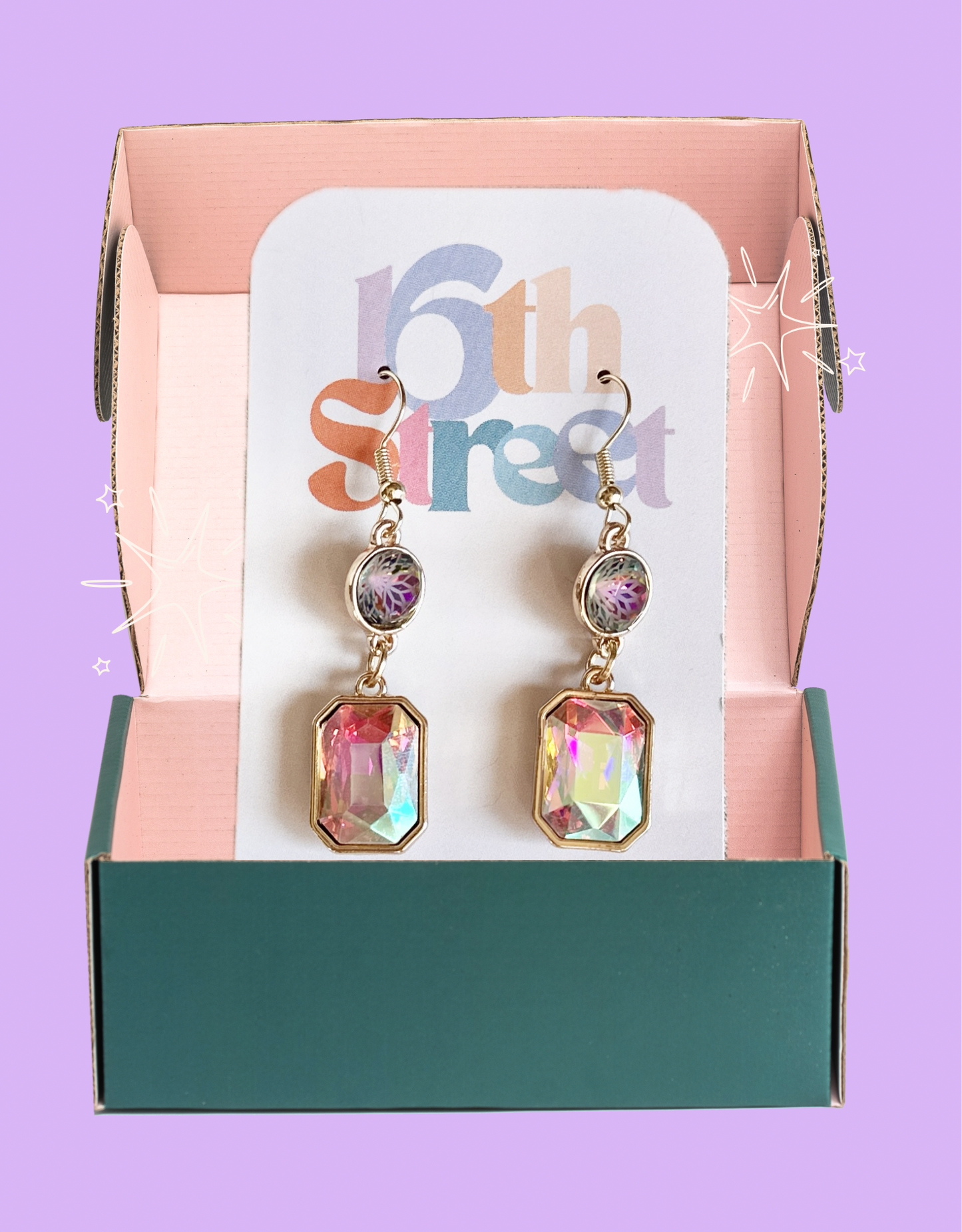 Sparkly and Pink Dangles - Metal Earrings