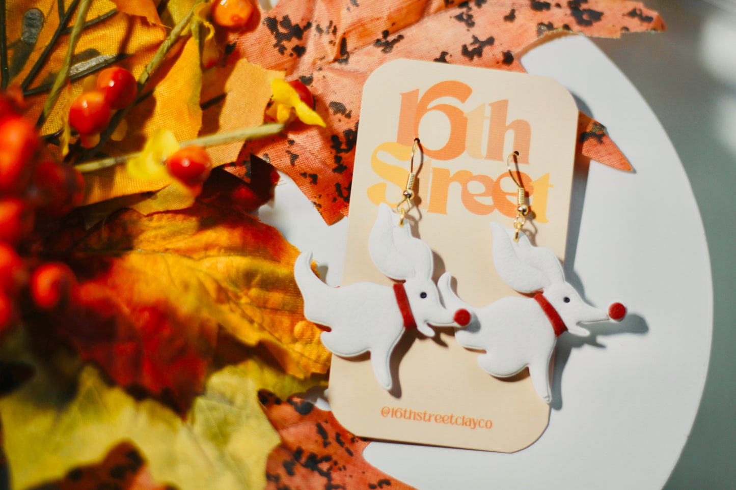 Spooky Dog Dangles | Handmade Polymer Clay Earrings