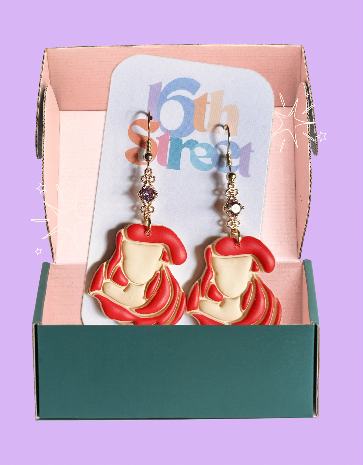 Mermaid Princess Dangles | Handmade Polymer Clay Earrings