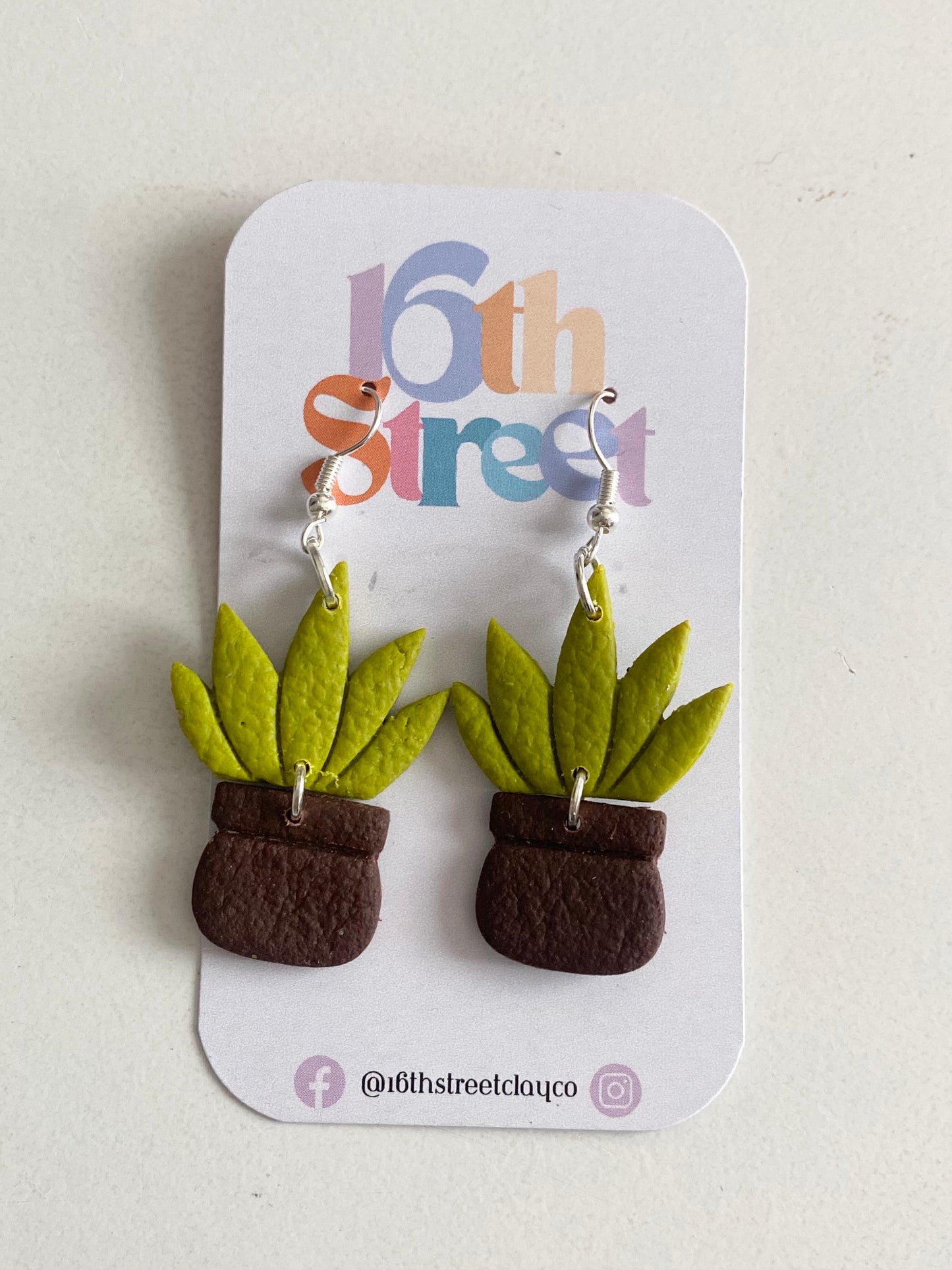 Succulent Dangle Earrings | Handmade Polymer Clay Earrings