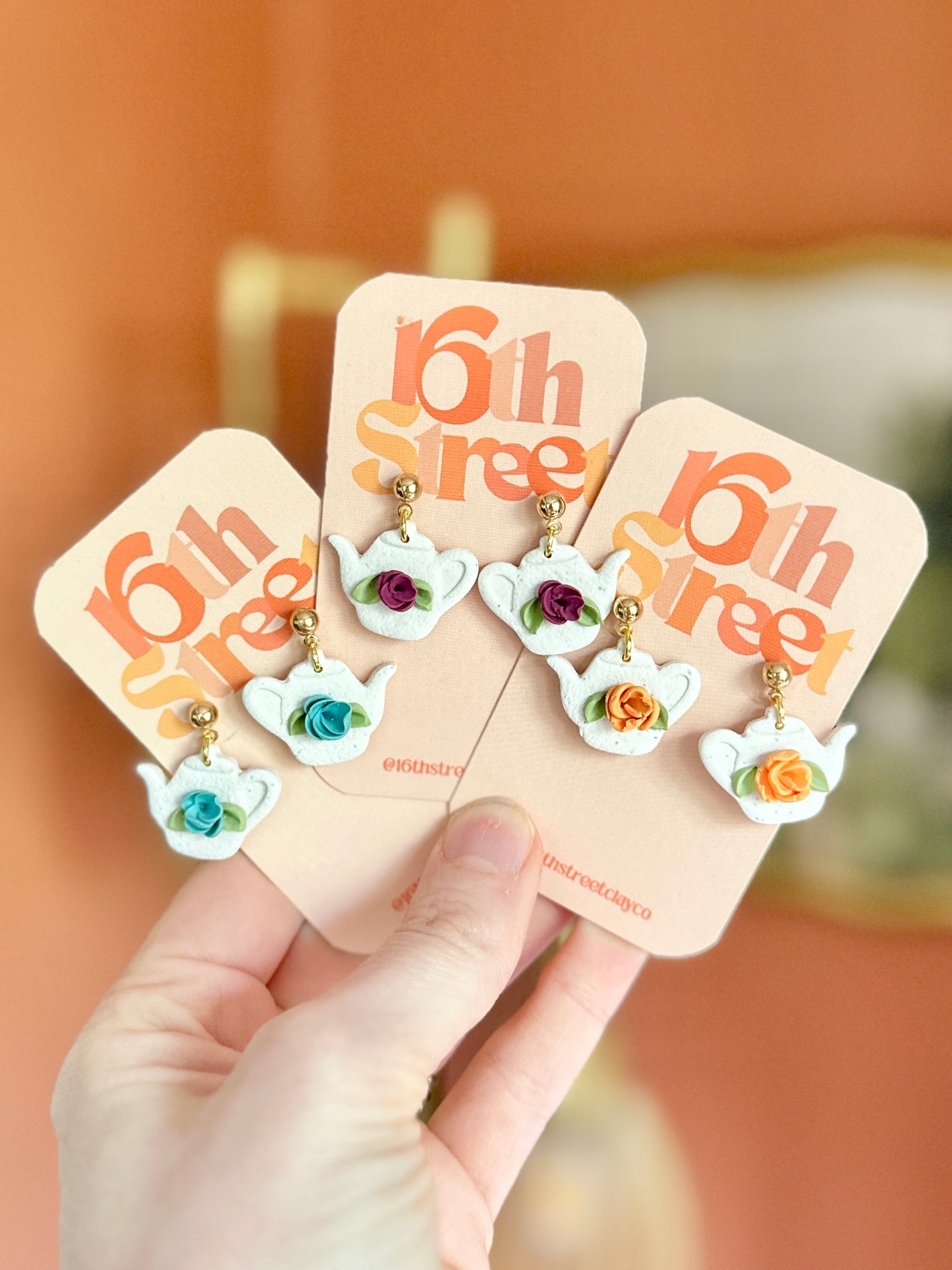 Teapot Dangles | Handmade Polymer Clay Earrings