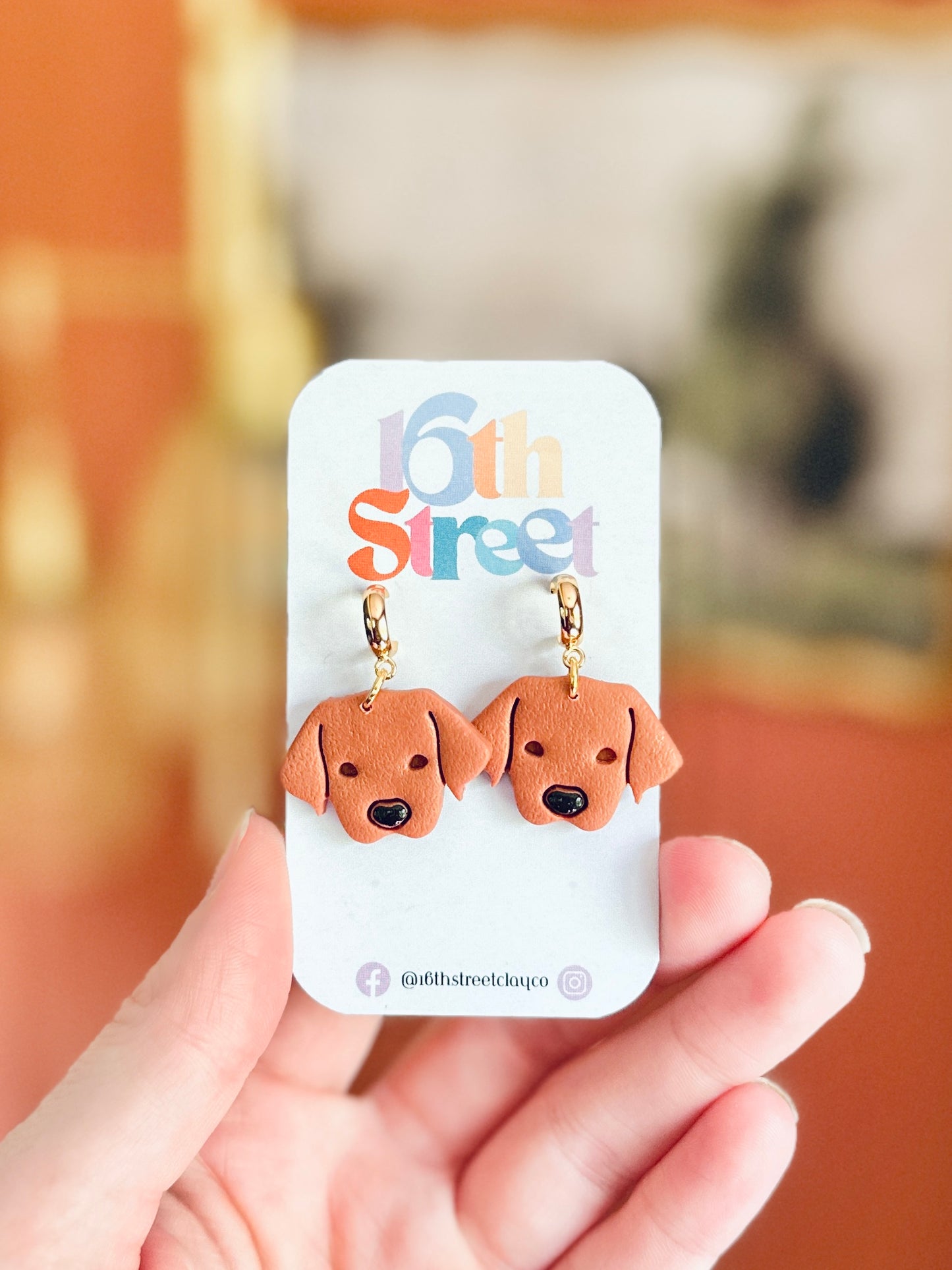 Ginger Dog Dangles | Handmade Polymer Clay Earrings
