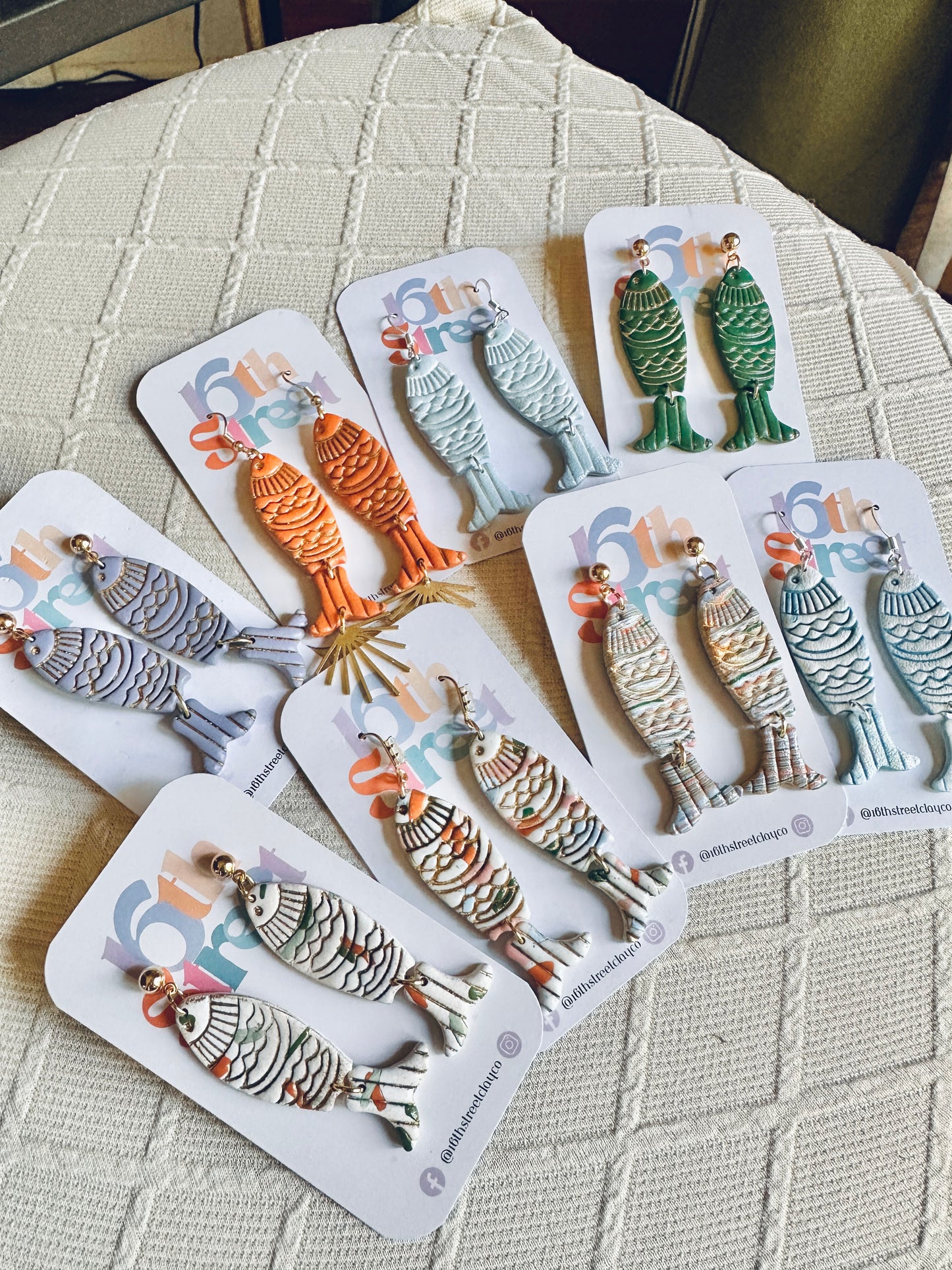 Assorted Summer Fishies Dangles | Handmade Polymer Clay Earrings