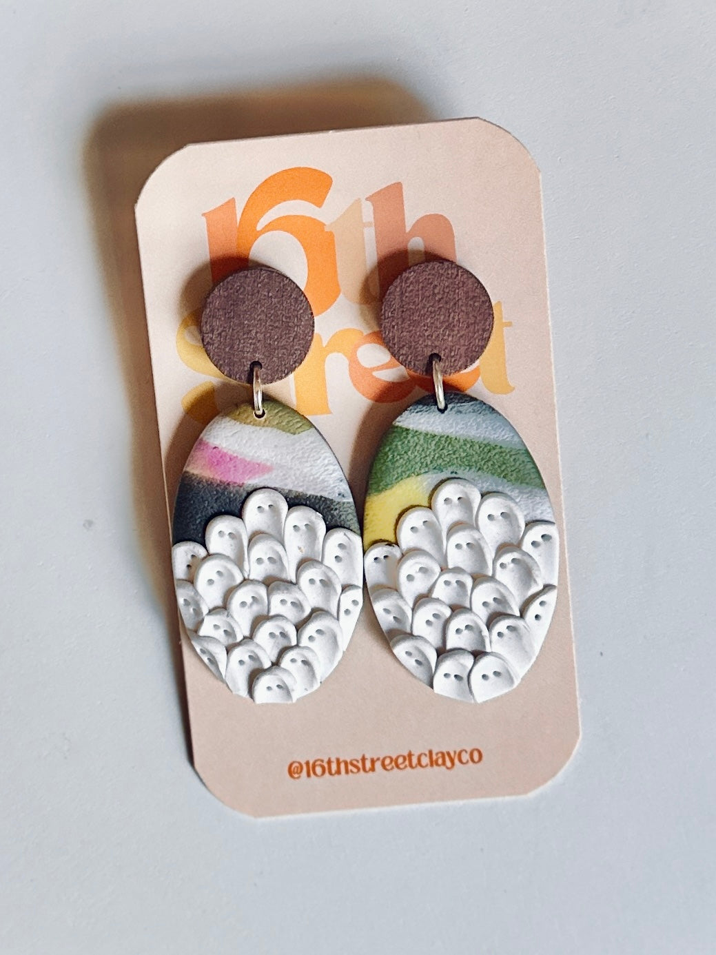 Ghost Portrait Dangles | Handmade Polymer Clay Earrings