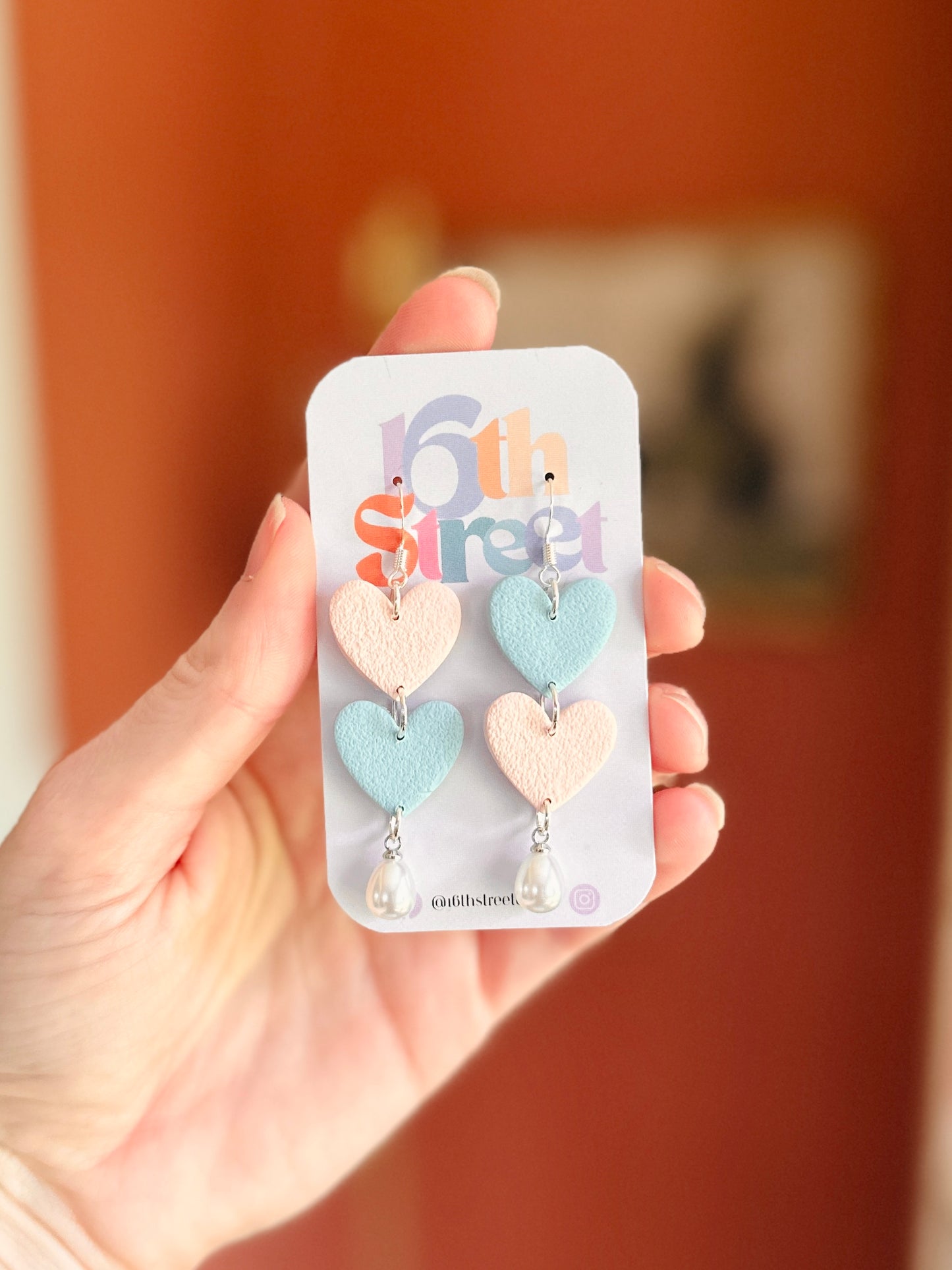 Happy Heart Dangles | Handmade Polymer Clay Earrings