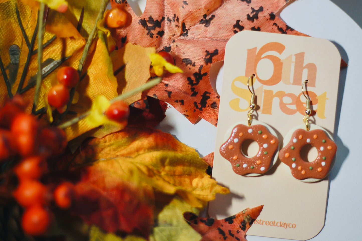 Autumn Donut Dangles | Handmade Polymer Clay Earrings