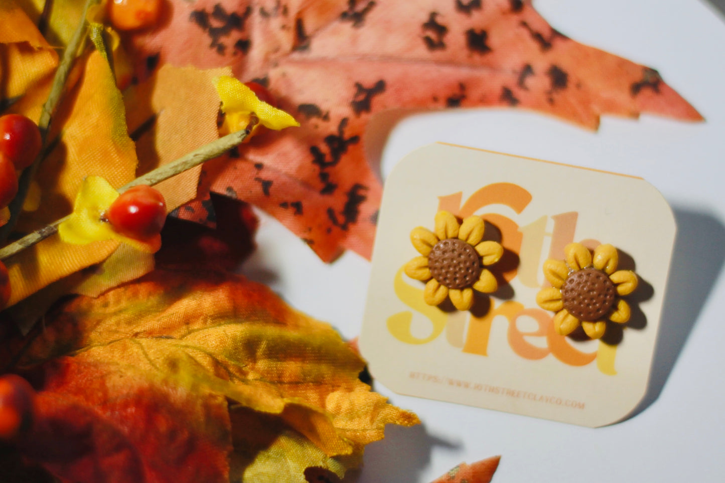 Sunflower Studs | Handmade Polymer Clay Earrings