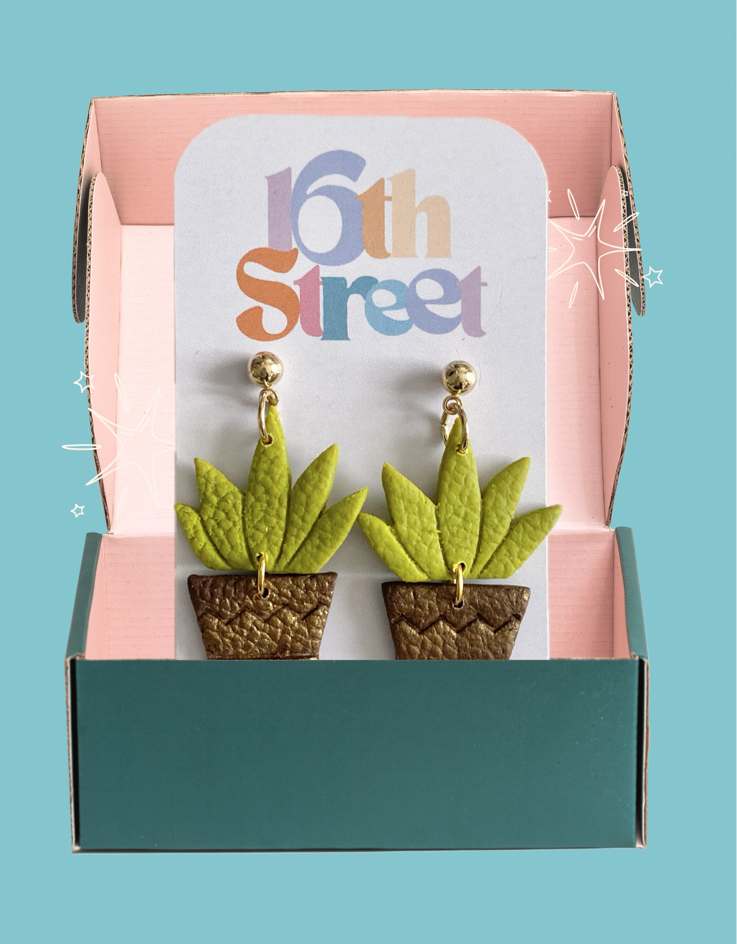Succulent Dangle Earrings | Handmade Polymer Clay Earrings