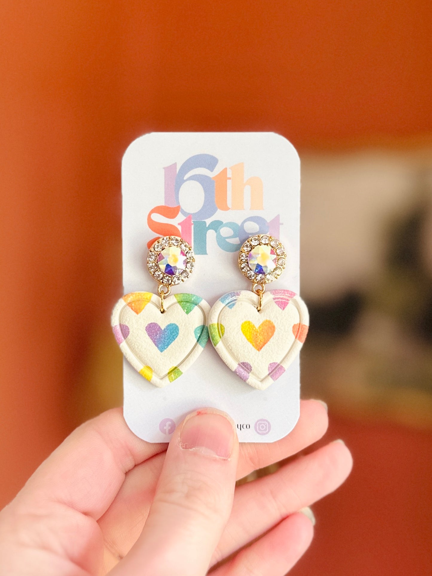 Fancy Heart Dangles | Handmade Polymer Clay Earrings