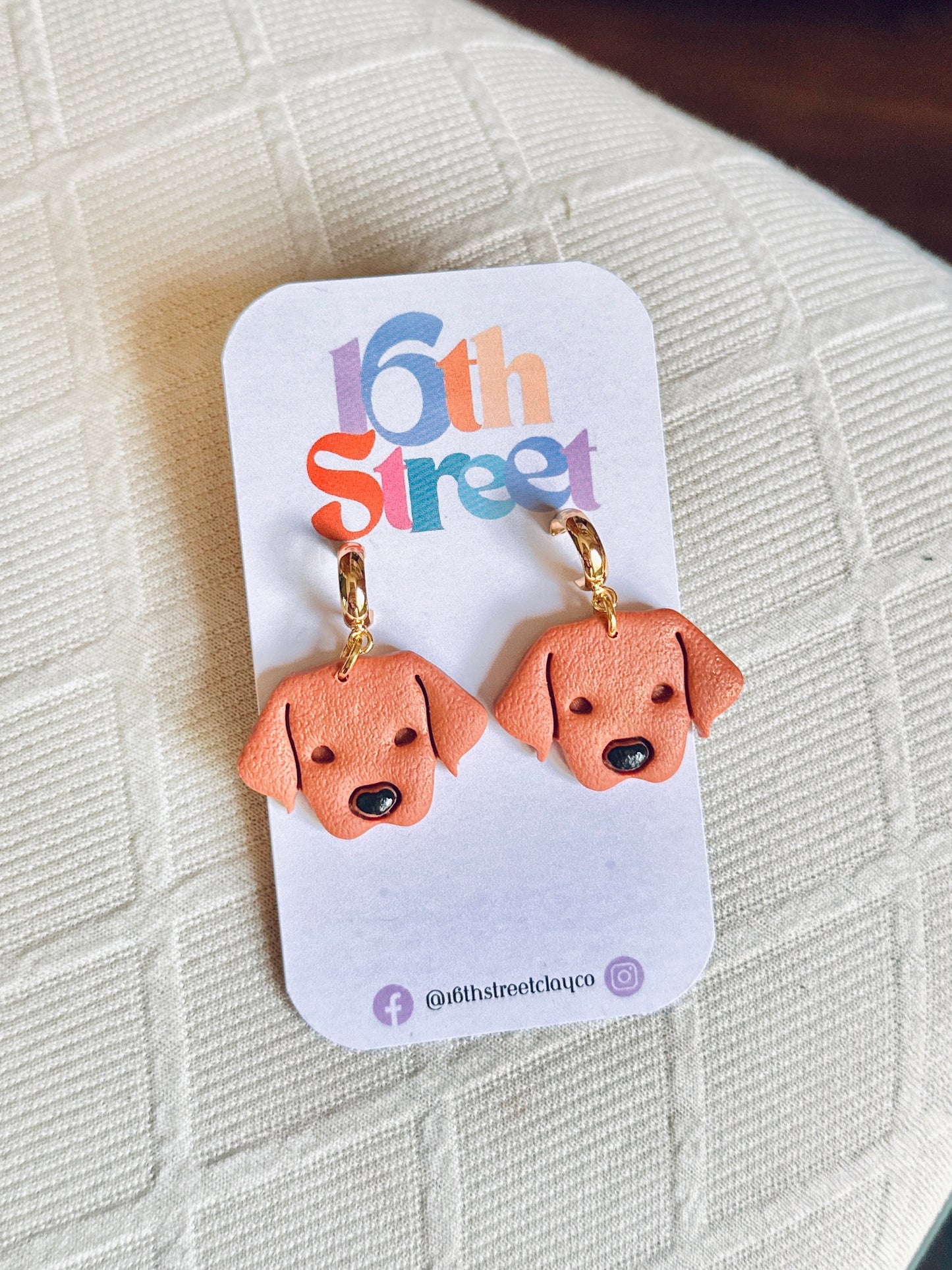 Ginger Dog Dangles | Handmade Polymer Clay Earrings