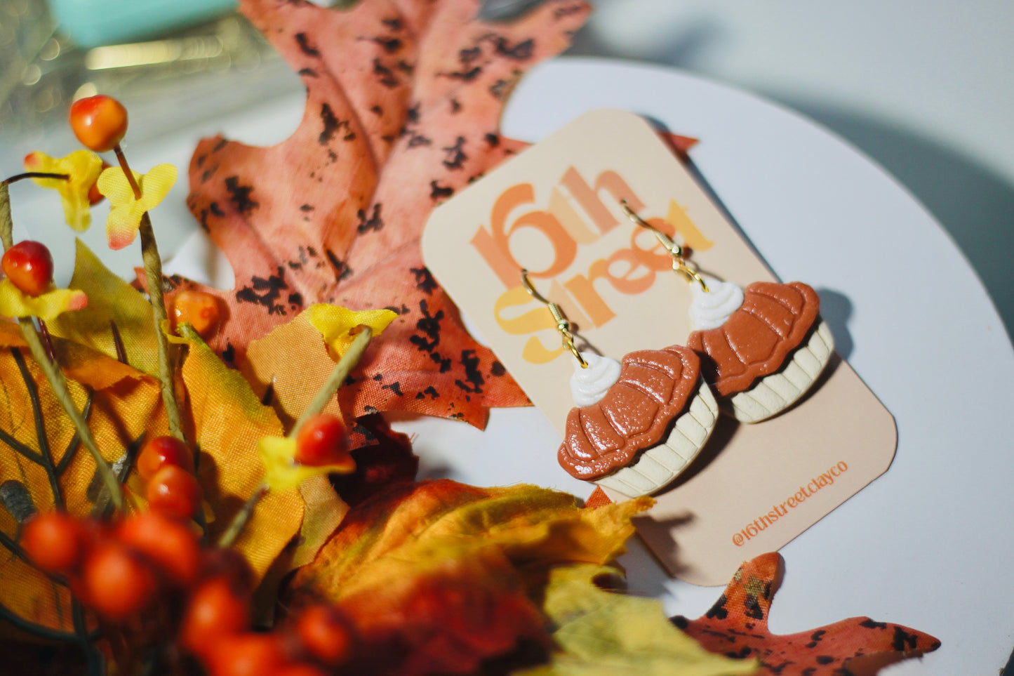 Pumpkin Pie Dangles | Handmade Polymer Clay Earrings