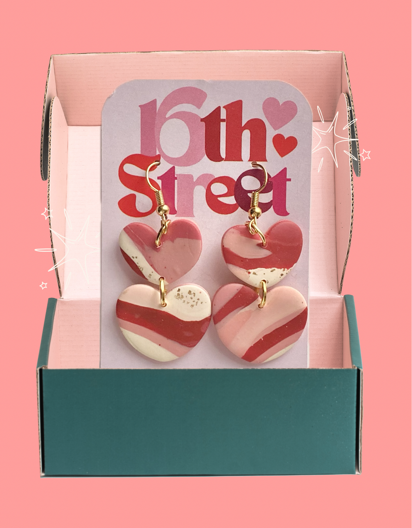Assorted Heart Dangles | Handmade Polymer Clay Earrings