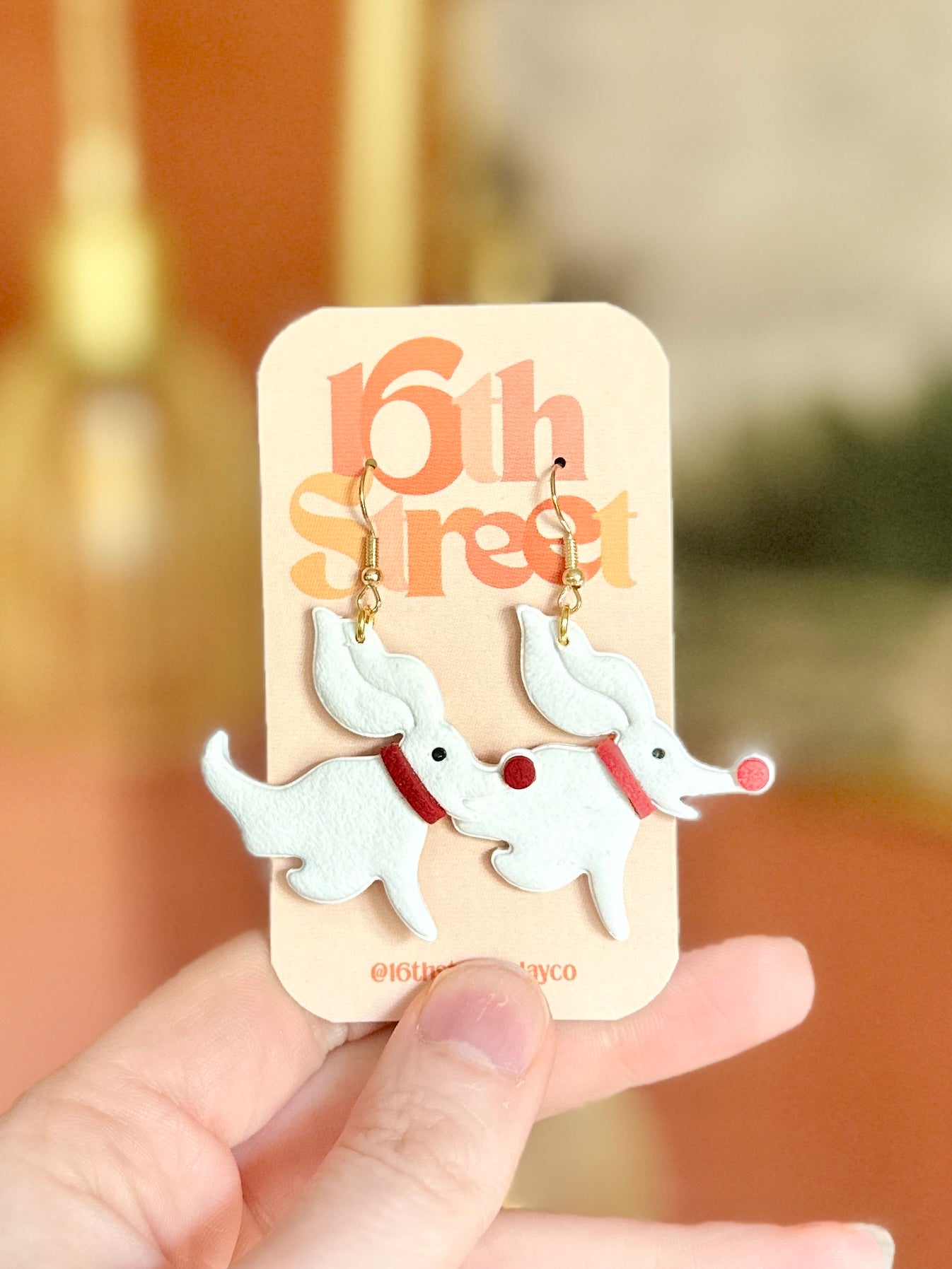 Spooky Dog Dangles | Handmade Polymer Clay Earrings