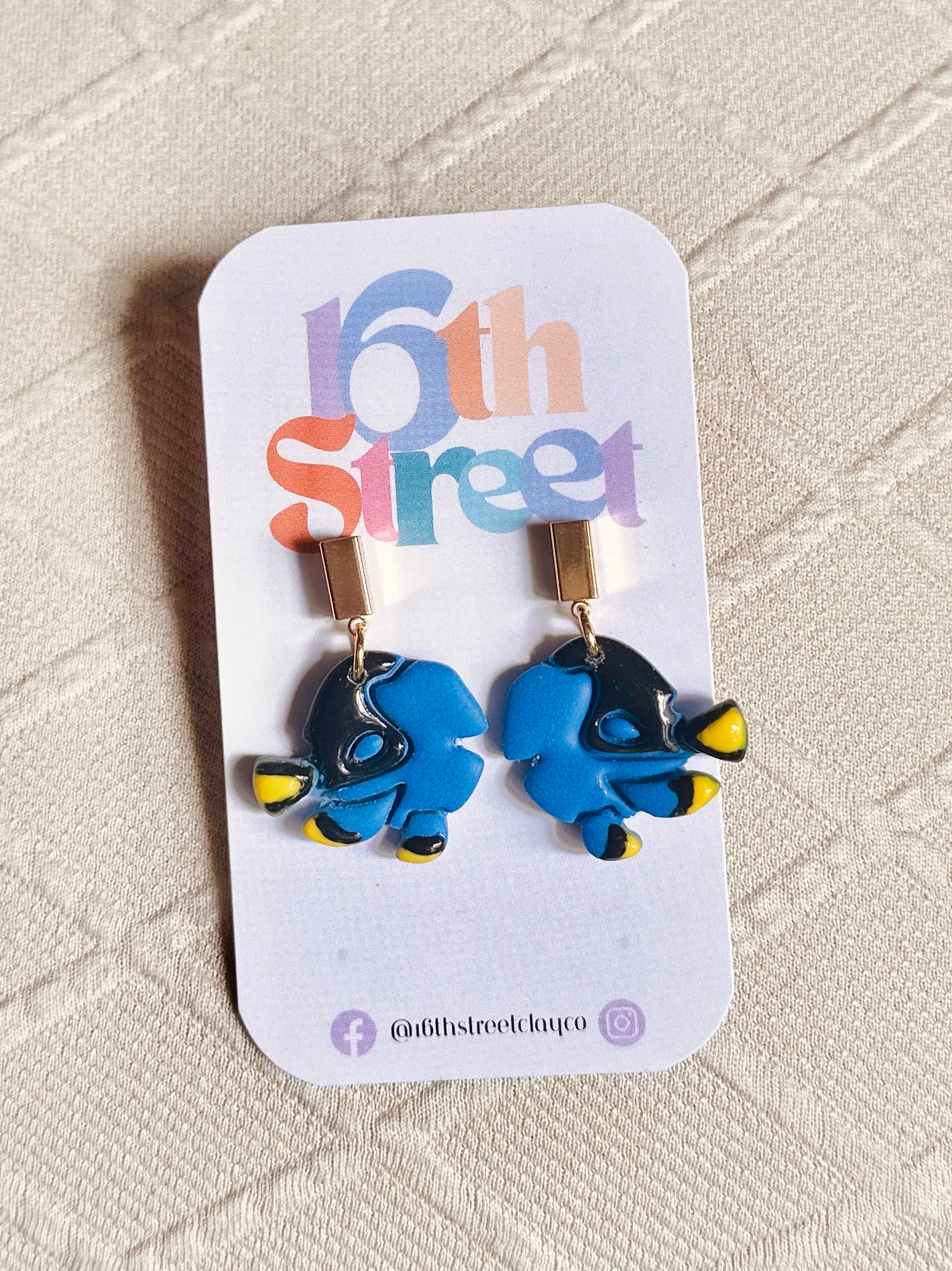 Blue Fish Friend Dangles | Handmade Polymer Clay Earrings