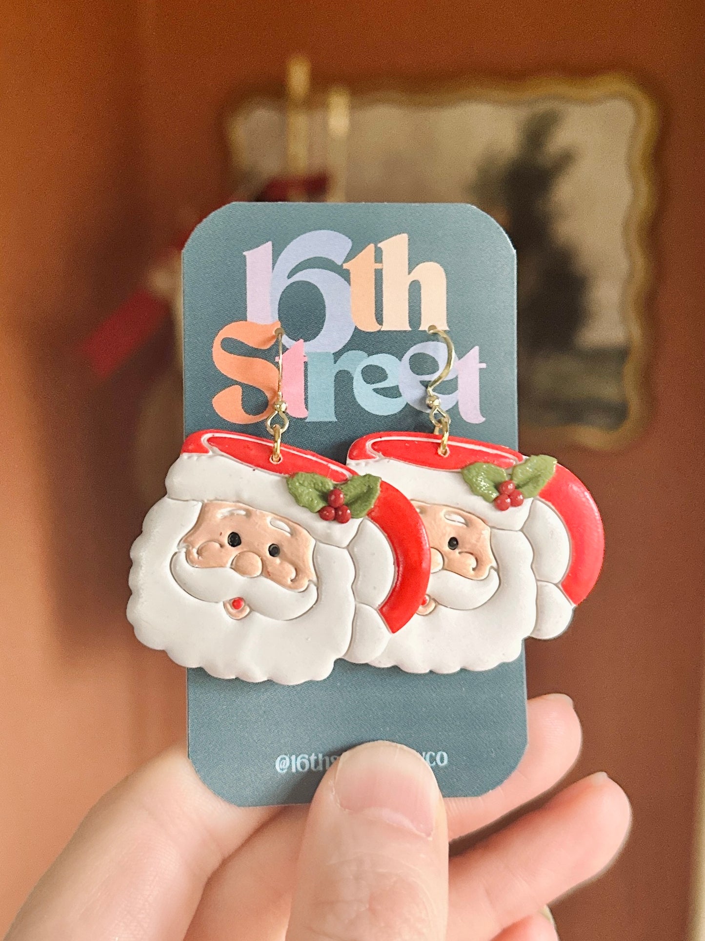 Santa Cup Dangles | Handmade Polymer Clay Earrings