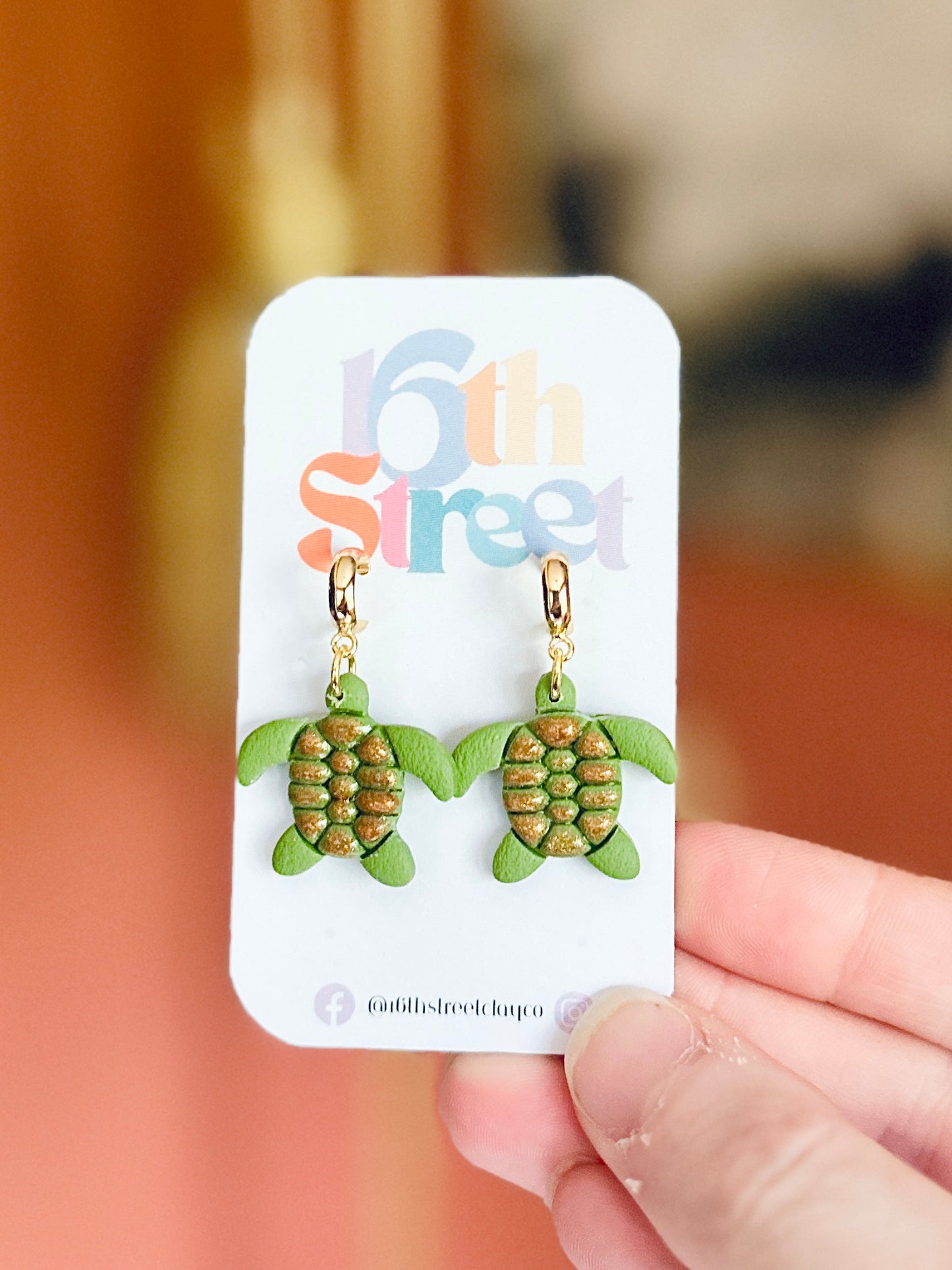 Cutie Turtle Dangles | Handmade Polymer Clay Earrings