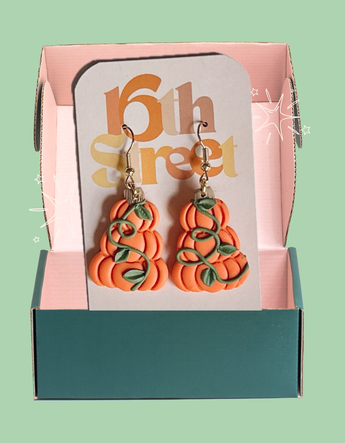 Pumpkin Trio Dangles | Handmade Polymer Clay Earrings