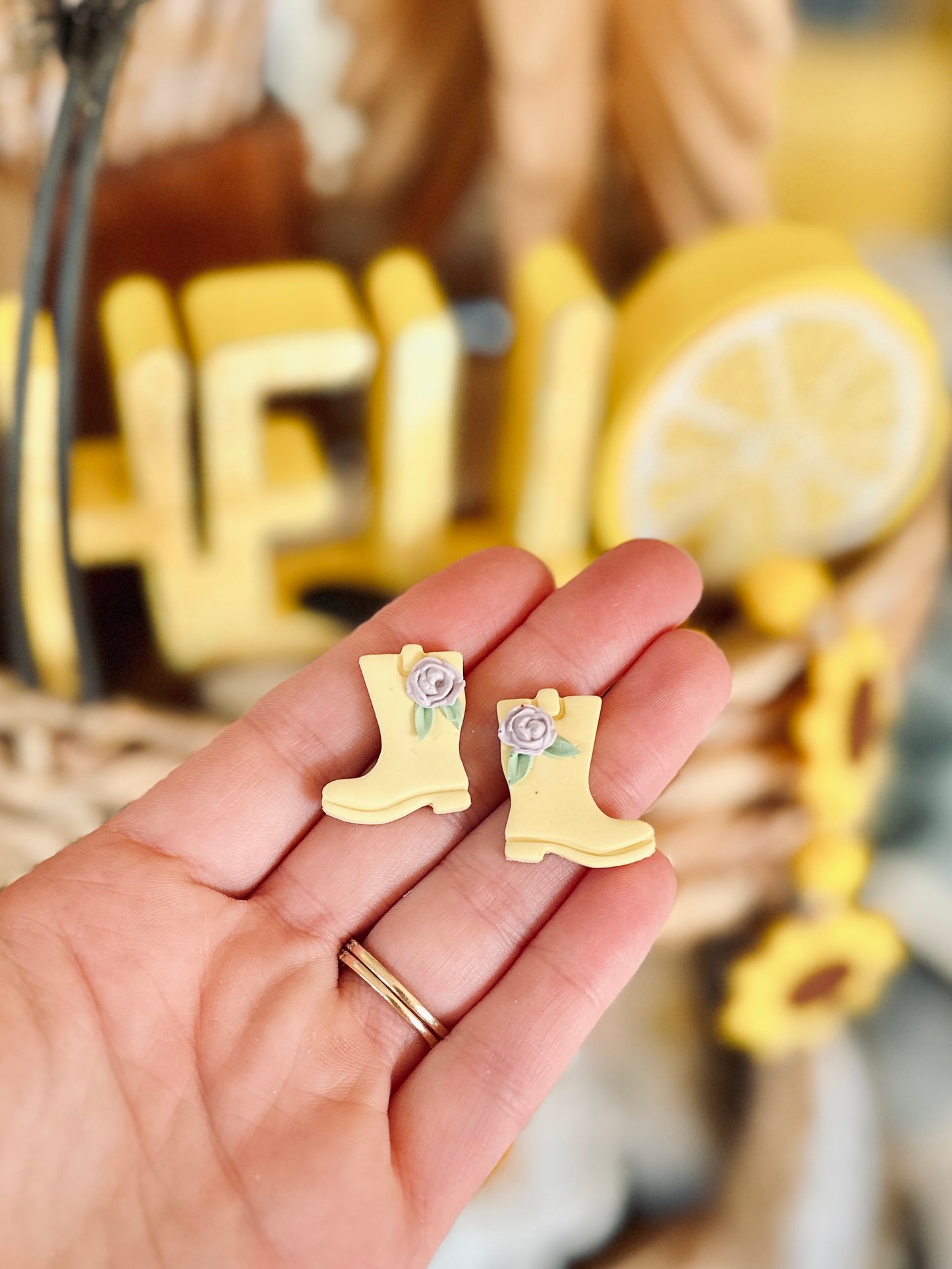 Gardening in the Rain Dangles - Handmade Polymer Clay Earrings