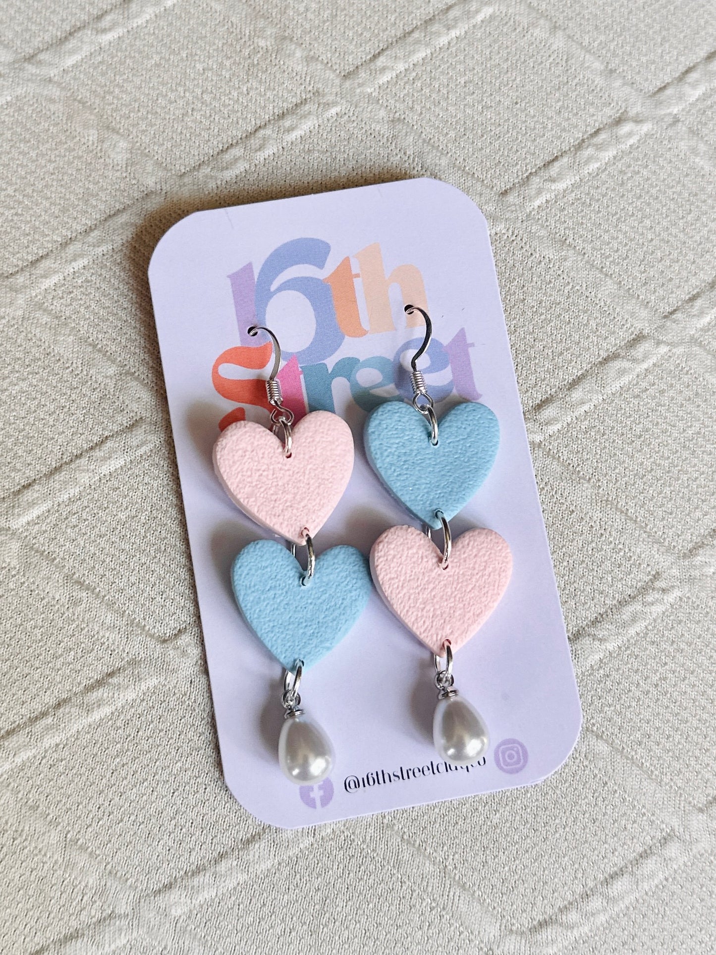 Happy Heart Dangles | Handmade Polymer Clay Earrings