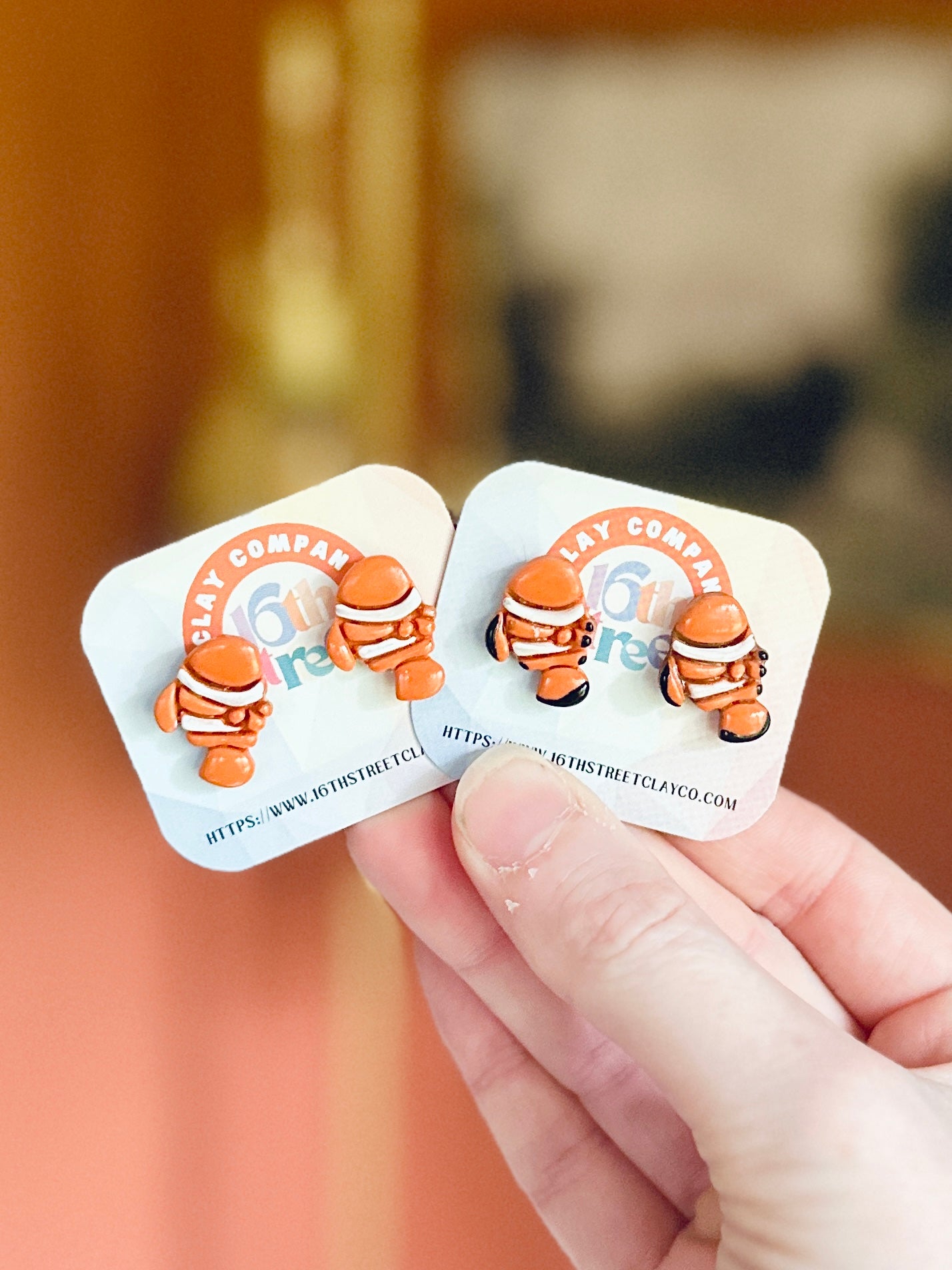 Clown Fish Studs | Handmade Polymer Clay Earrings