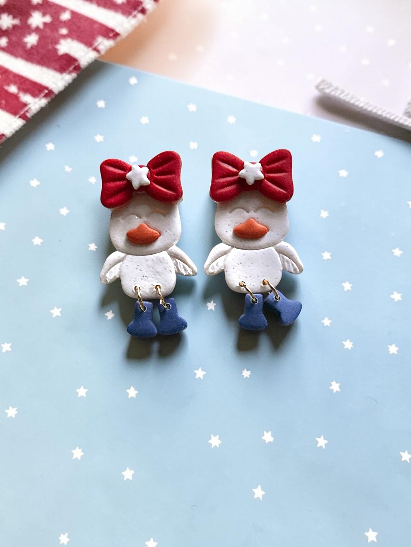 Pretty Ducky Dangles | Handmade Polymer Clay Earrings