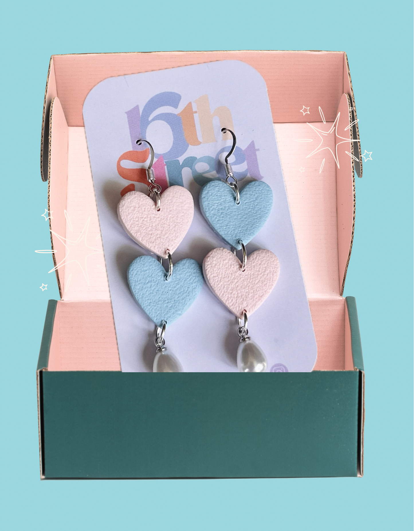 Happy Heart Dangles | Handmade Polymer Clay Earrings