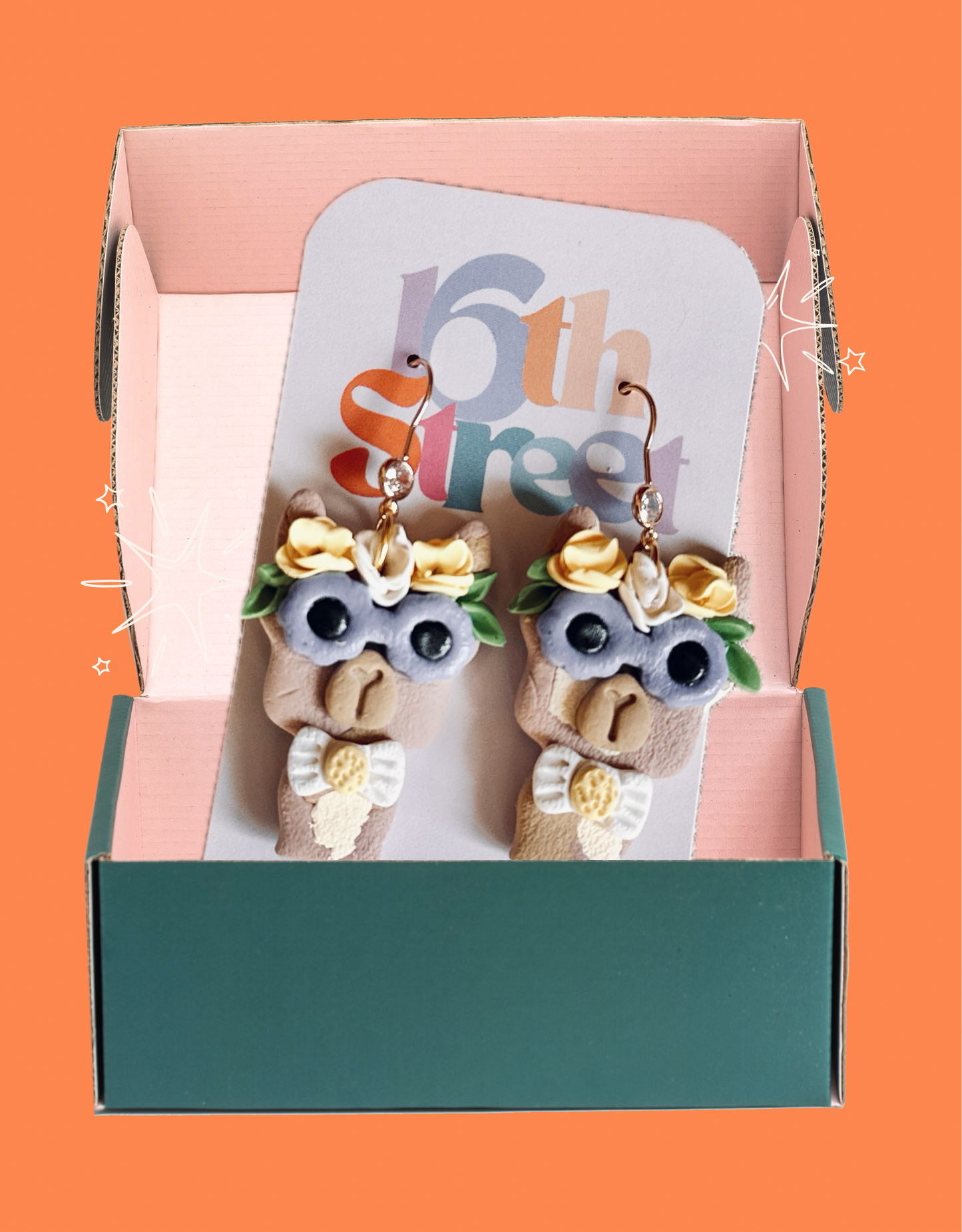 Momma Llama Dangles - Handmade Polymer Clay Earrings