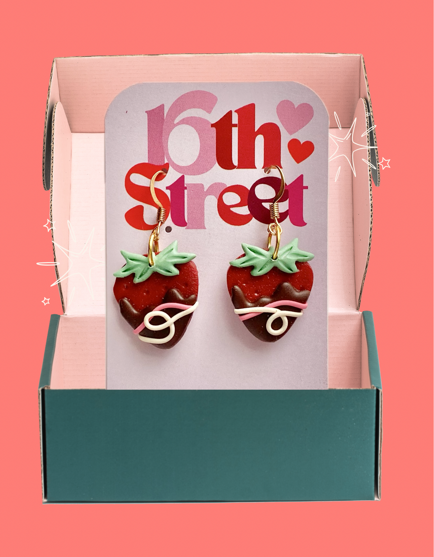 Chocolate Covered Berry Dangles | Handmade Polymer Clay Earrings