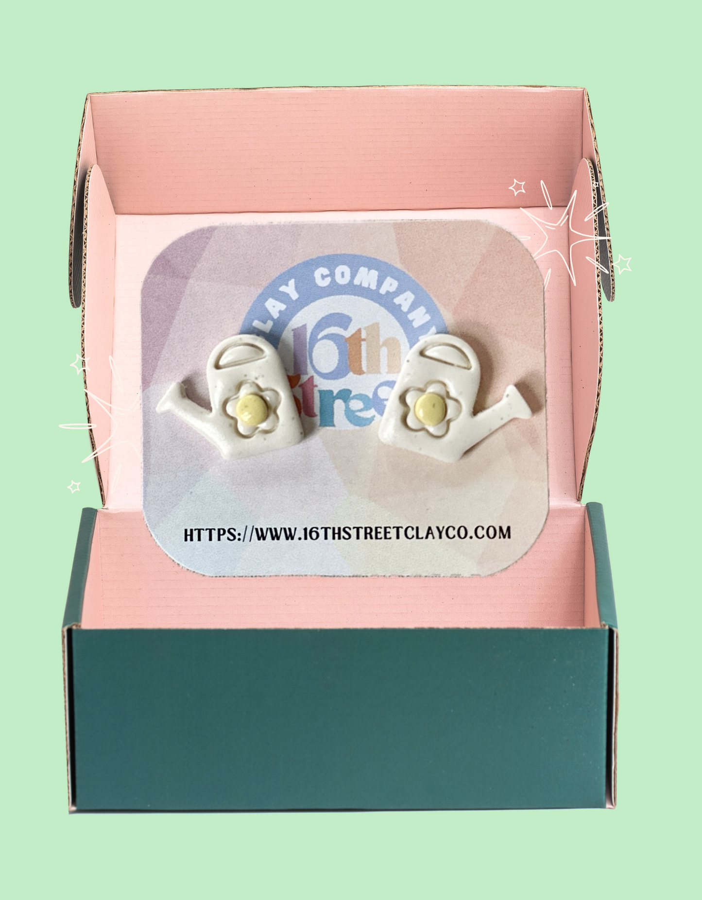 Little Watering Can Studs - Handmade Polymer Clay Earrings