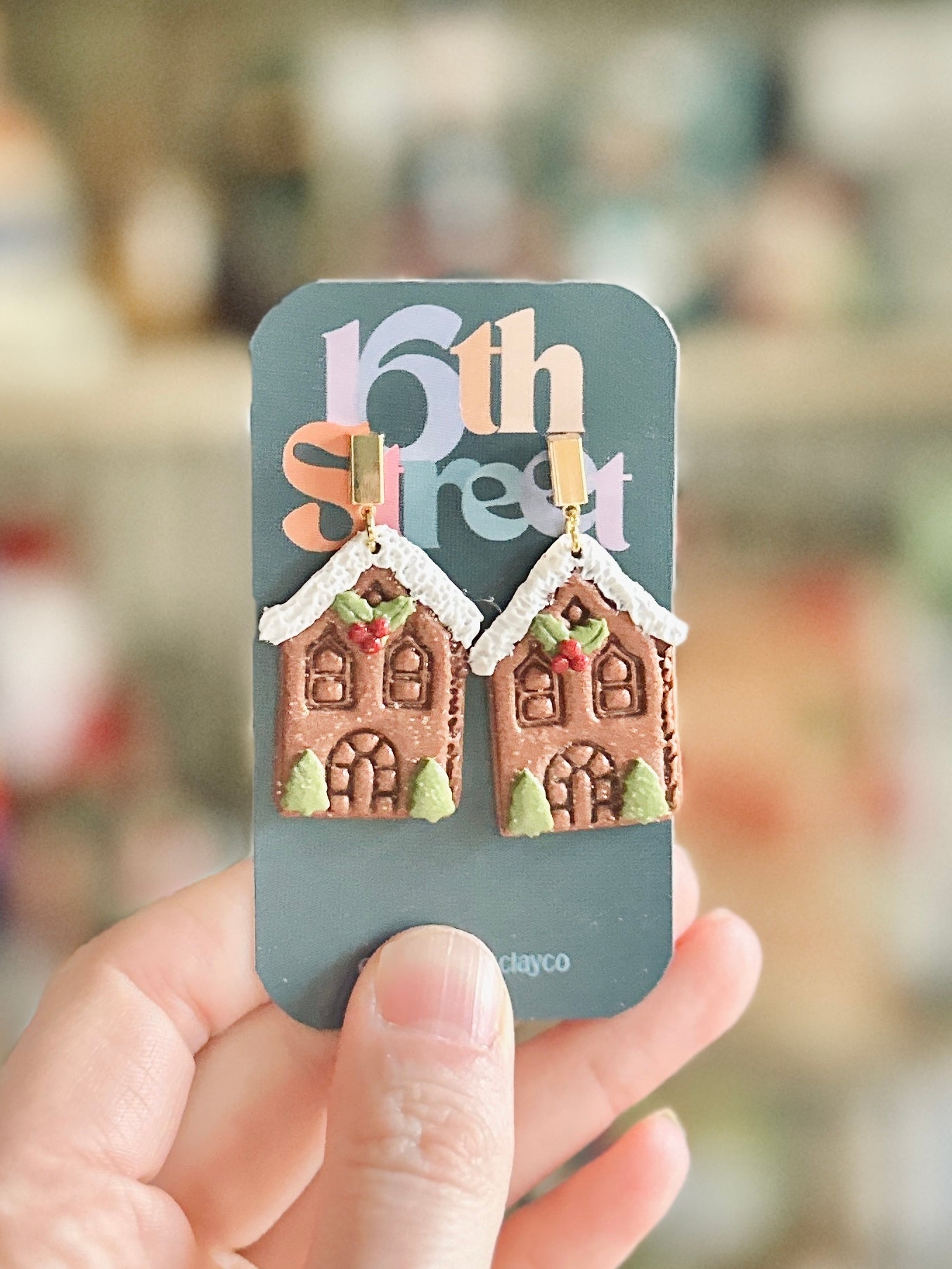 Gingerbread Lane Dangles | Handmade Polymer Clay Earrings