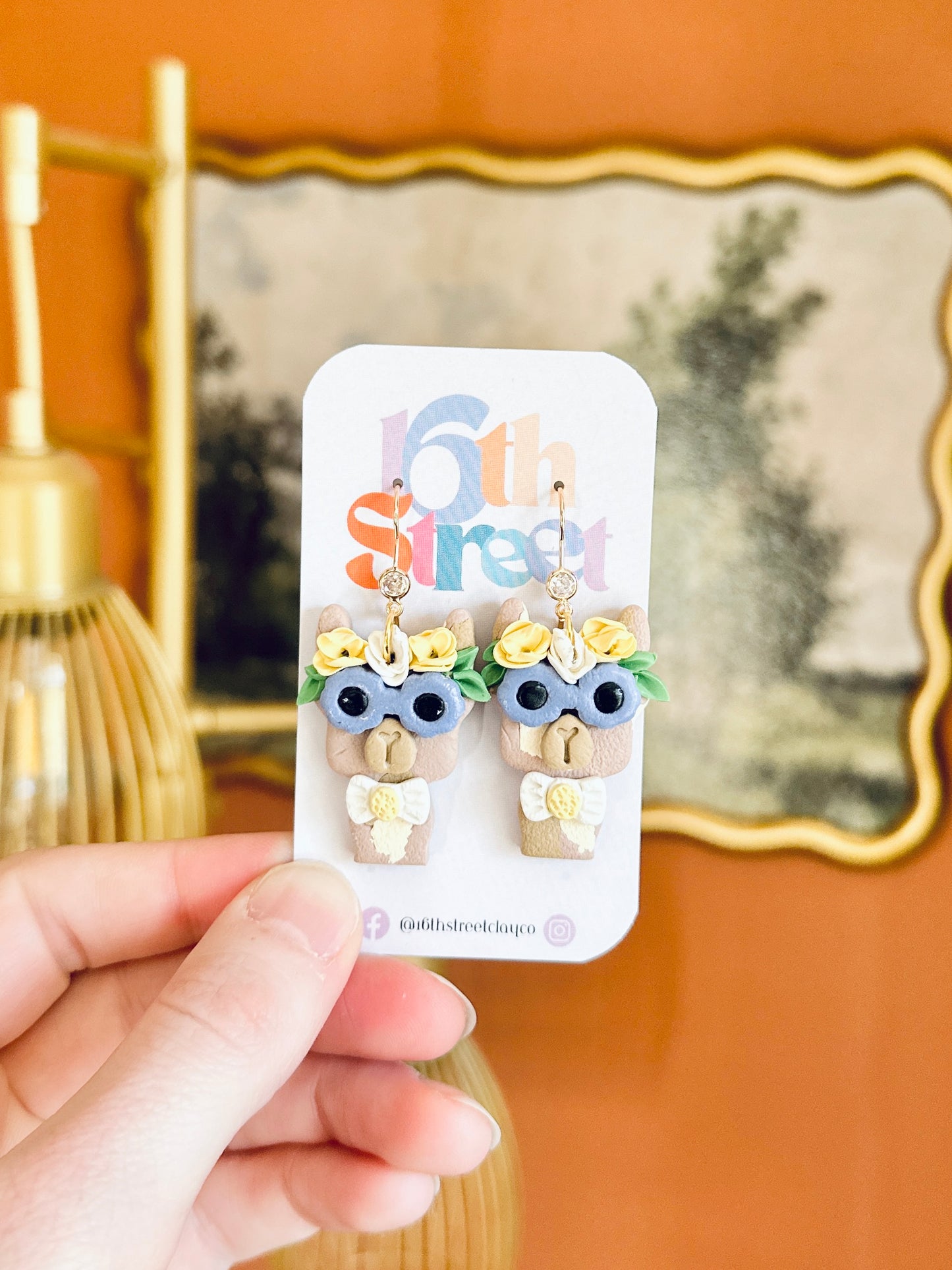 Momma Llama Dangles - Handmade Polymer Clay Earrings