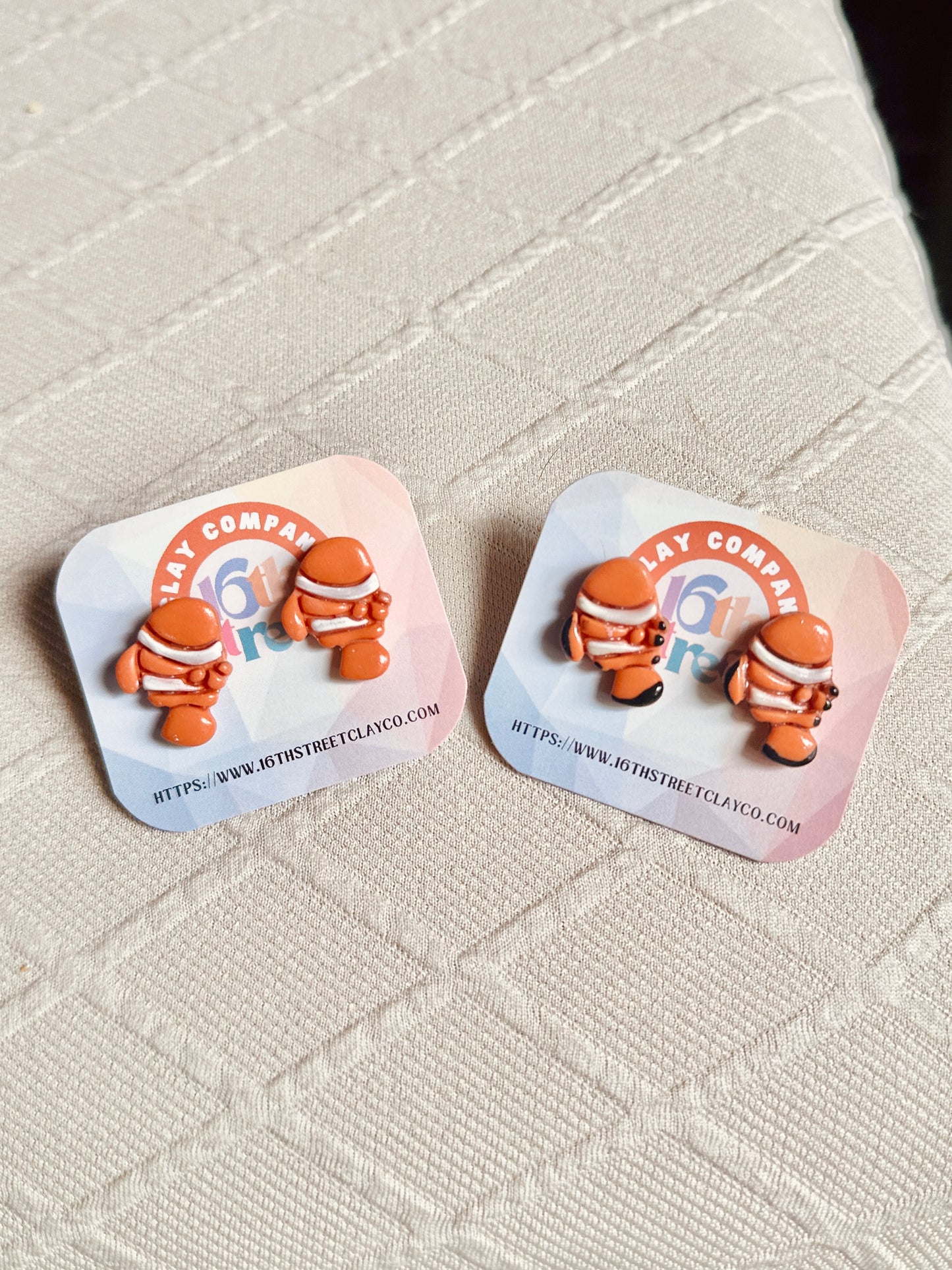 Clown Fish Studs | Handmade Polymer Clay Earrings
