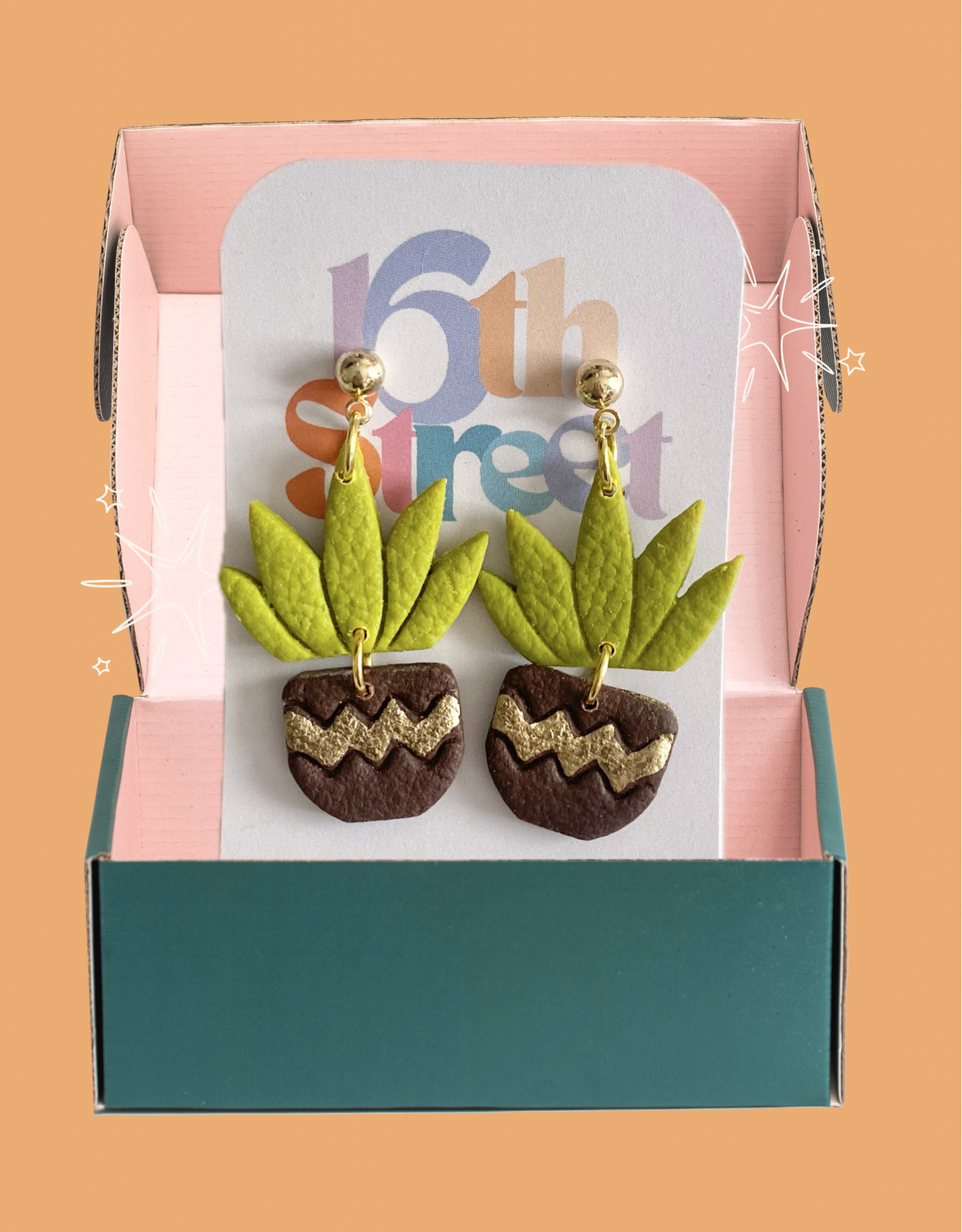 Succulent Dangle Earrings | Handmade Polymer Clay Earrings