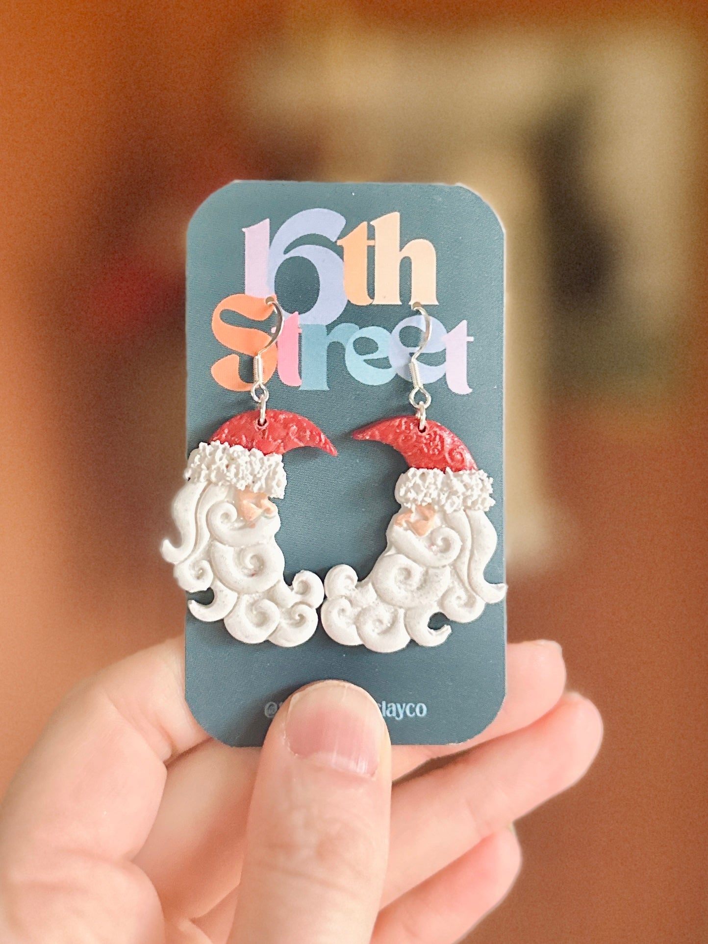 Santa Moon Dangles | Handmade Polymer Clay Earrings