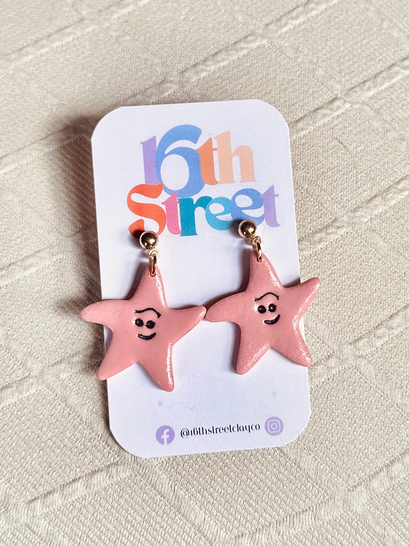 Starfish Friend Dangles | Handmade Polymer Clay Earrings