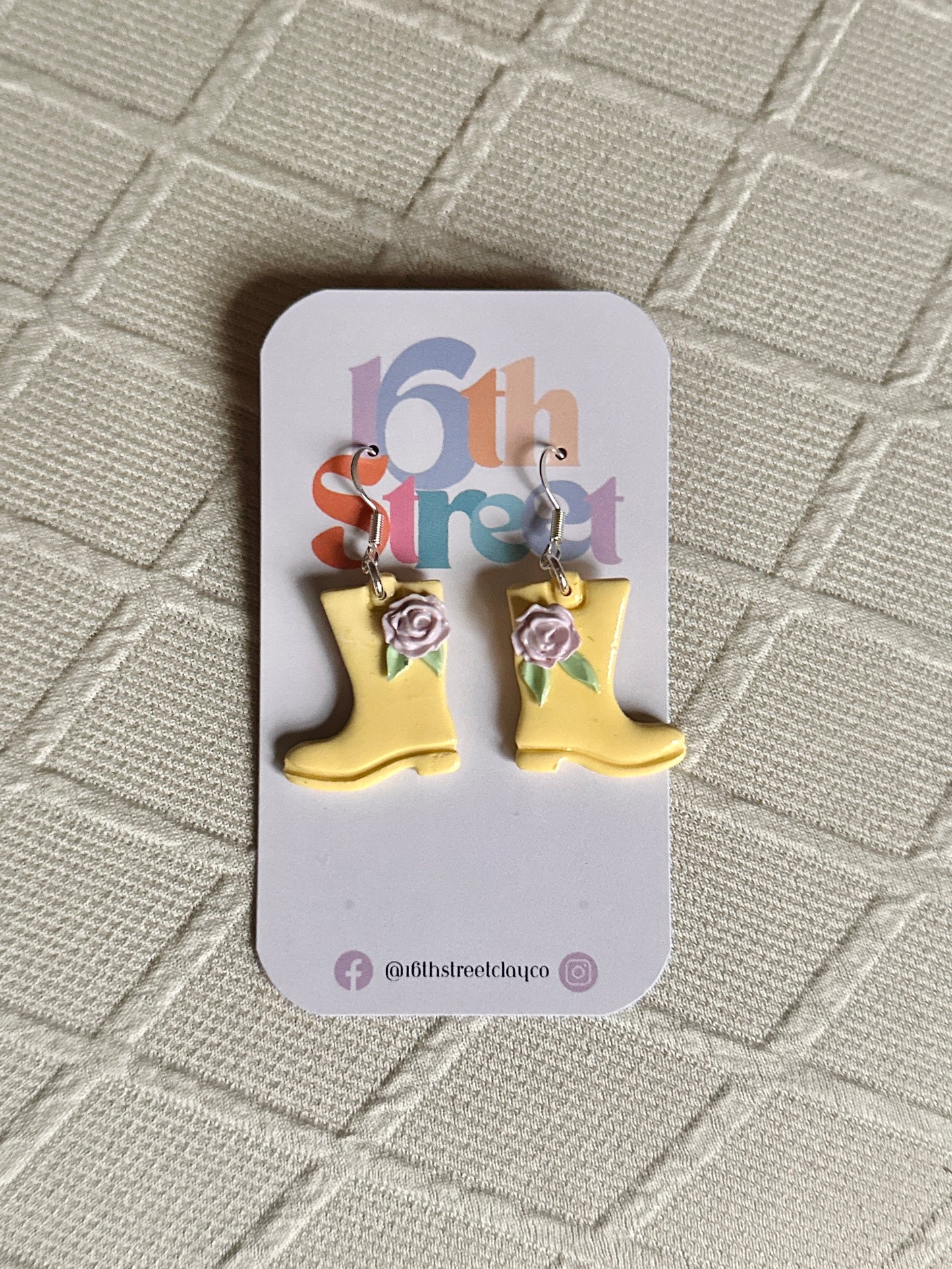 Gardening in the Rain Dangles - Handmade Polymer Clay Earrings
