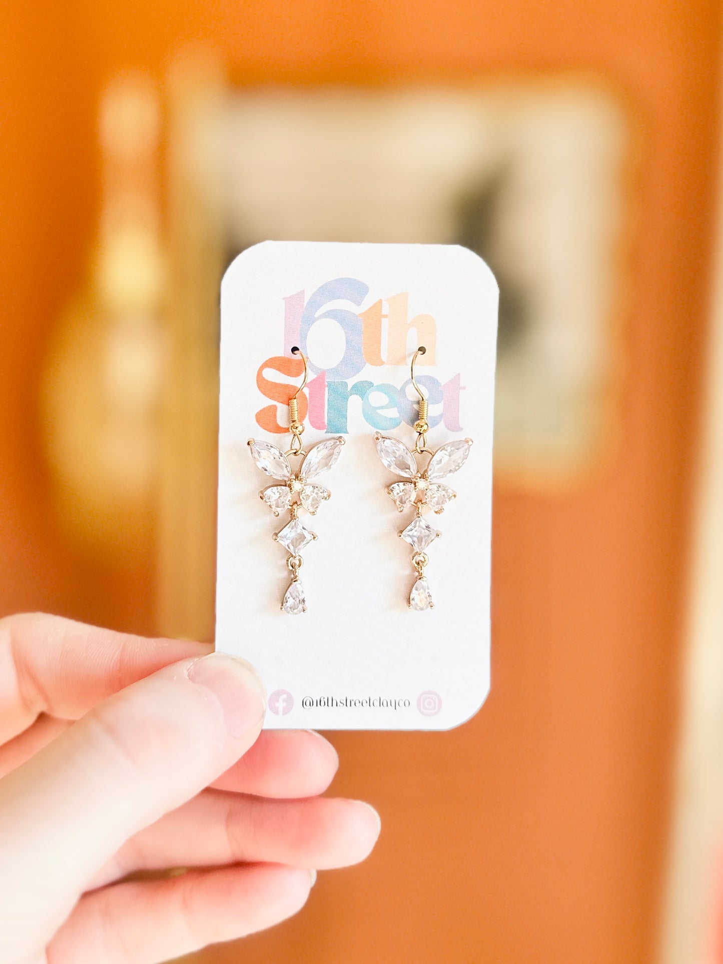 Crystal Clear Butterfly Earrings - Metal Earrings