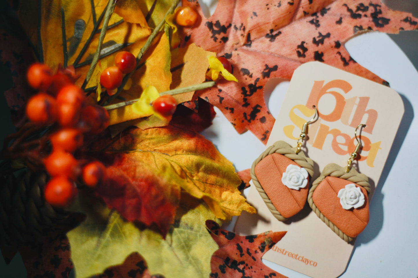 Pumpkin Pie Dangles | Handmade Polymer Clay Earrings
