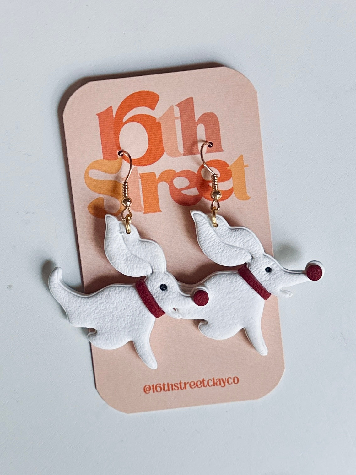 Spooky Dog Dangles | Handmade Polymer Clay Earrings