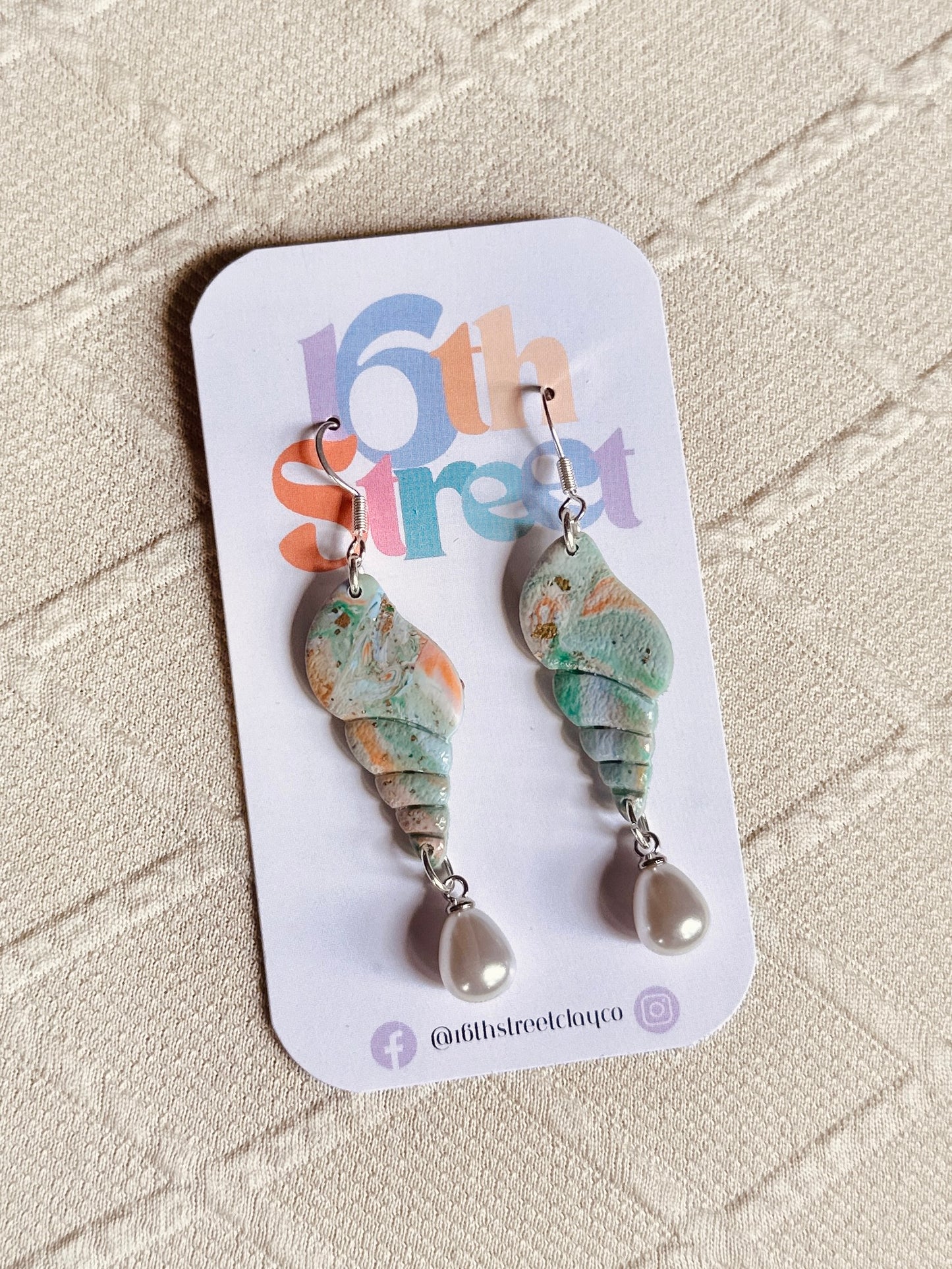 Majestic Shell Dangles | Handmade Polymer Clay Earrings