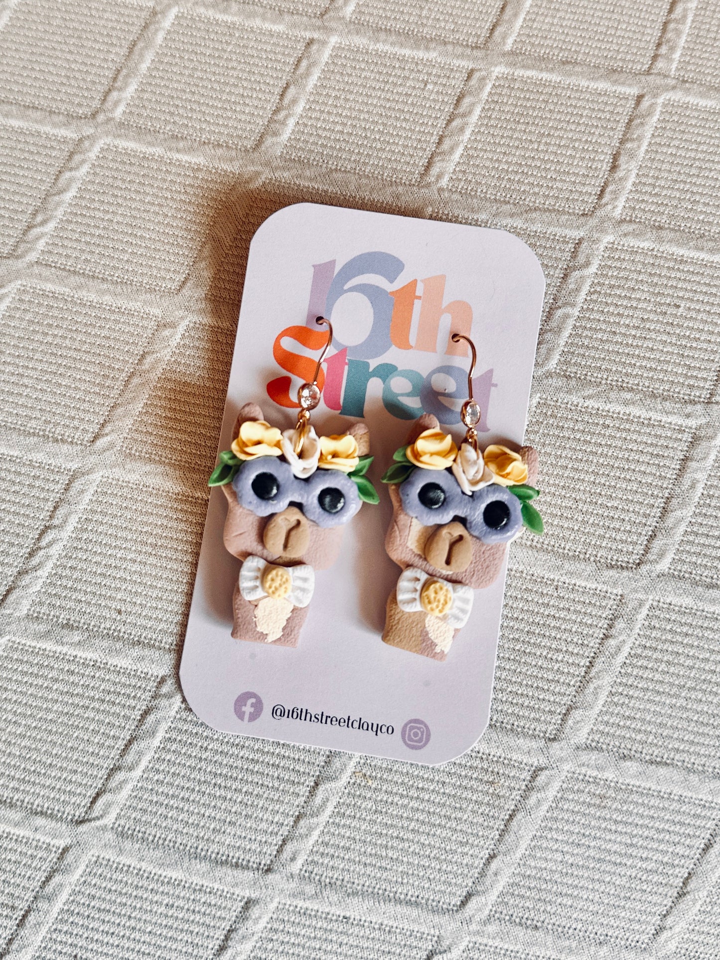 Momma Llama Dangles - Handmade Polymer Clay Earrings