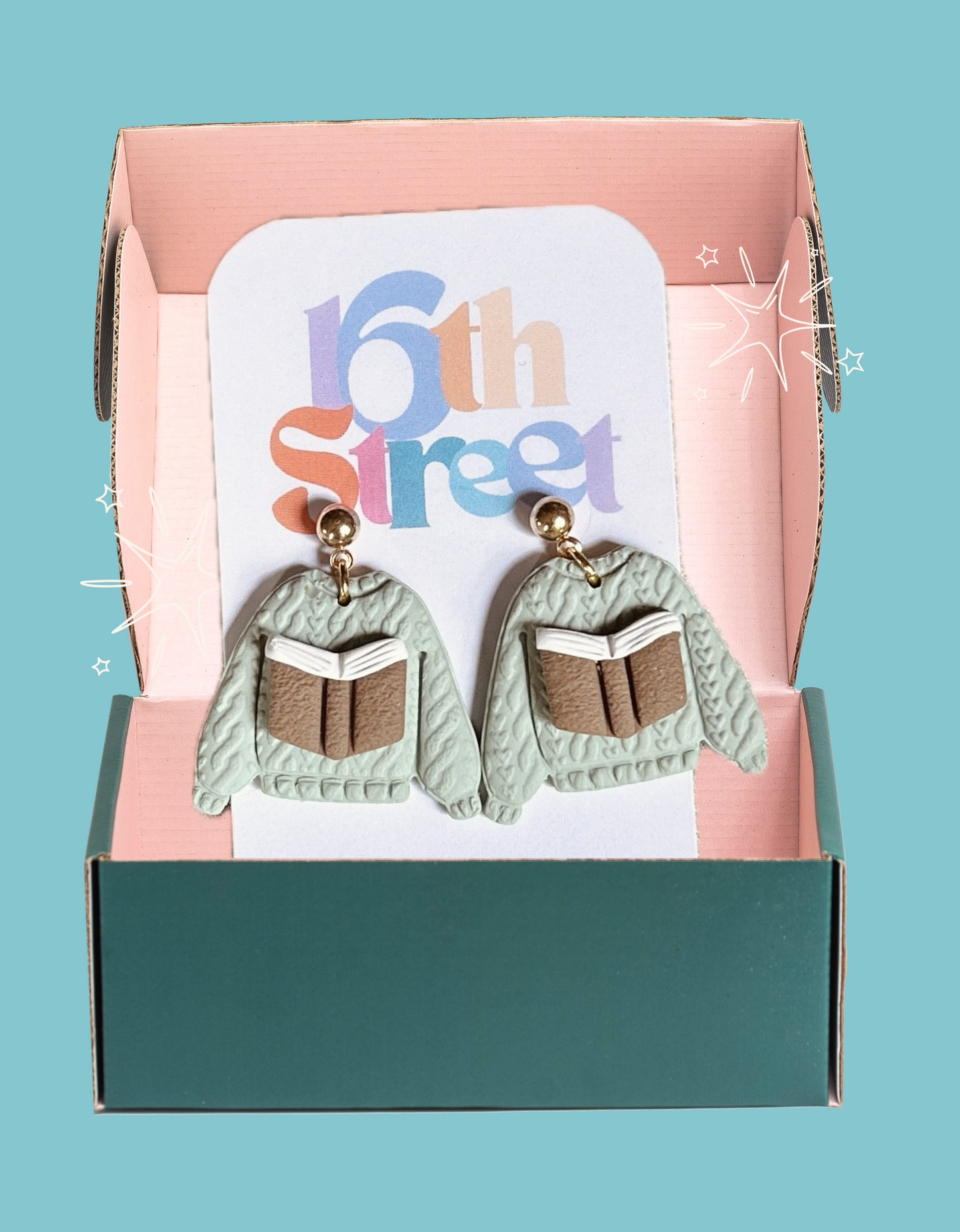 Cozy Up with a Book Sweater Dangles | Handmade Polymer Clay Earrings