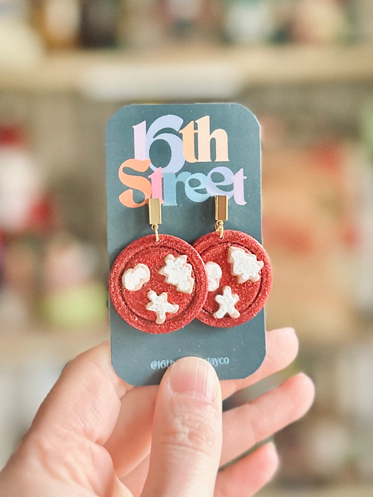 Santa’s Cookie Plate Dangles | Handmade Polymer Clay Earrings