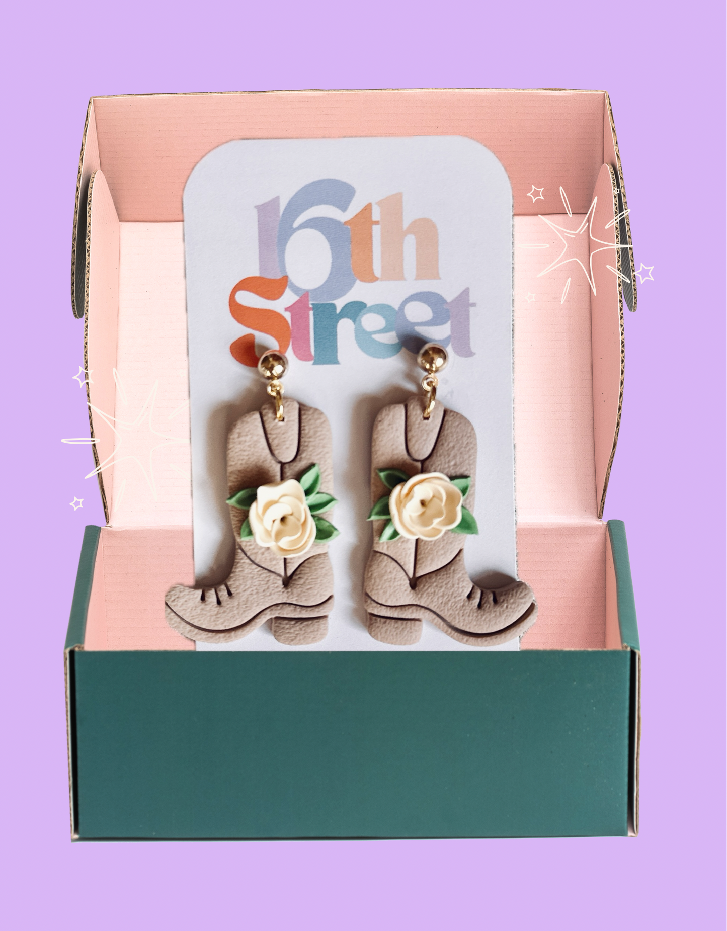 Springtime Boots - Handmade Polymer Clay Earrings