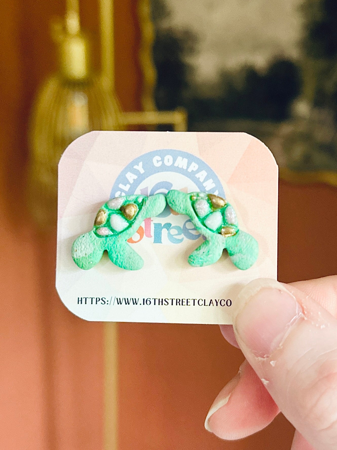 Sea Turtle Studs | Handmade Polymer Clay Earrings