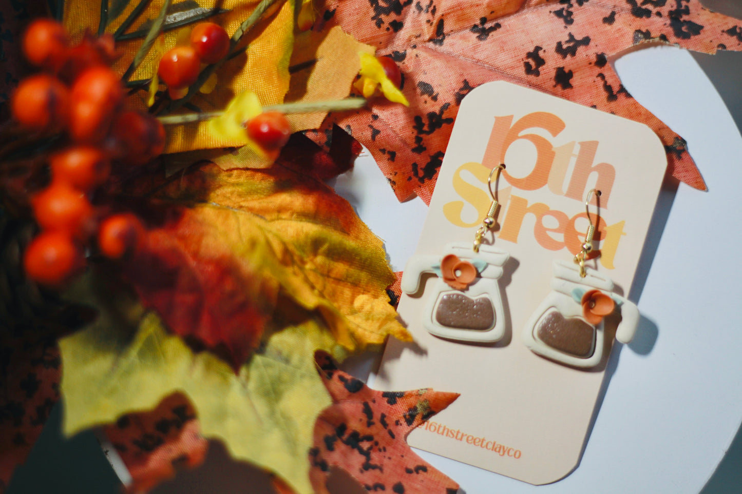 Coffee Pot Dangles | Handmade Polymer Clay Earrings